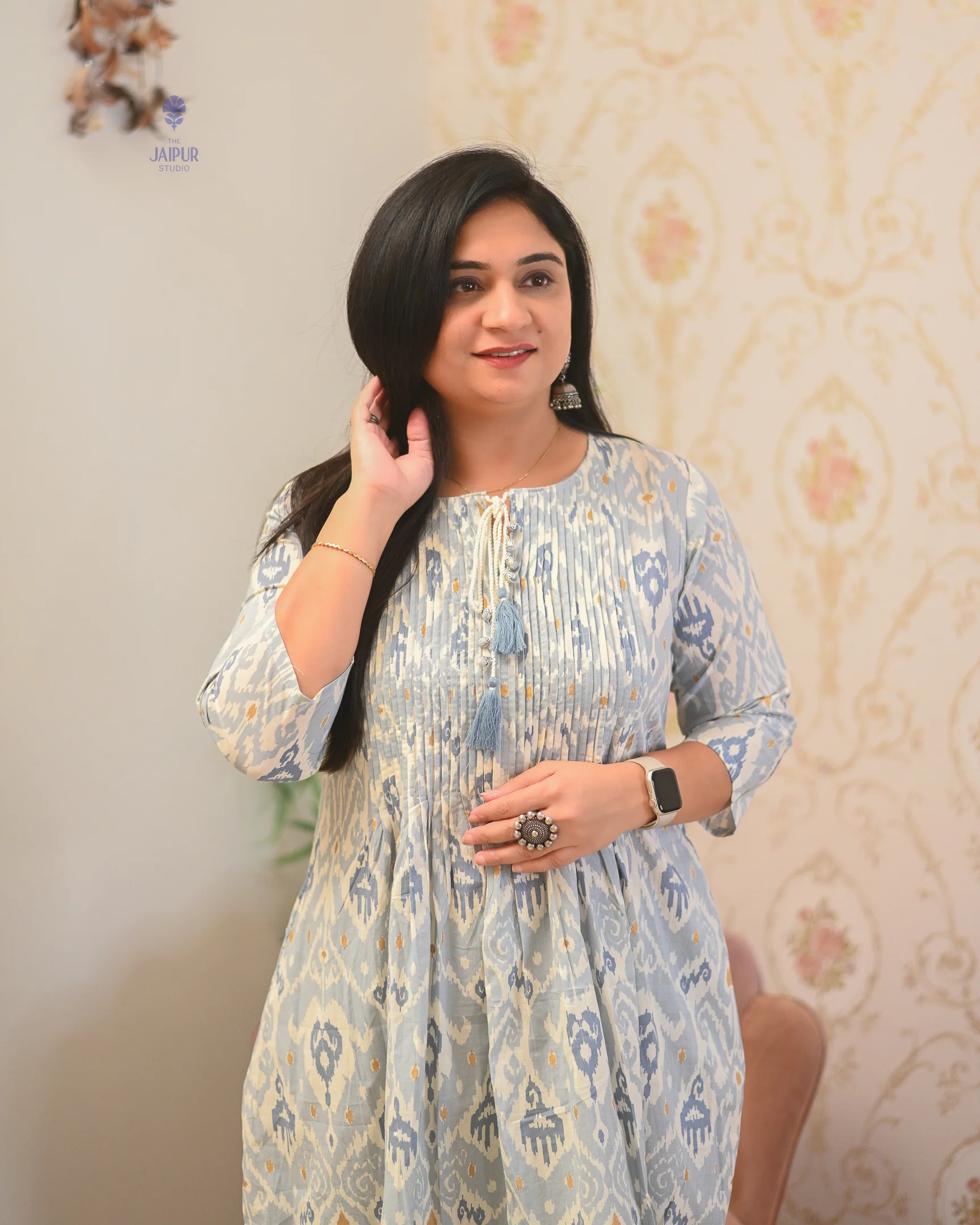 Aamina Cotton Ikkat Flaired Coord set - Image 8