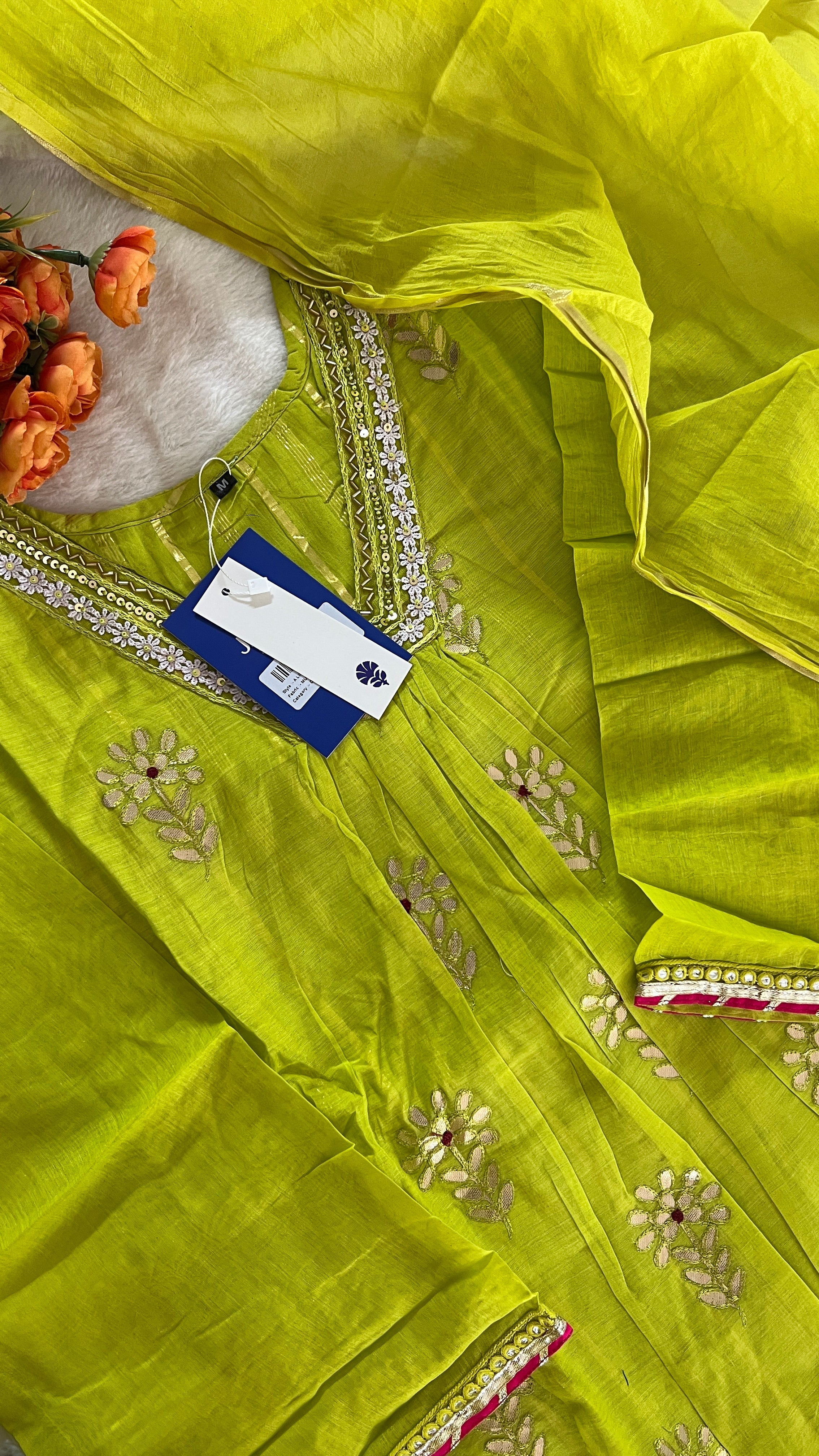 Aavya Mul Chanderi Embroidered A-line pant Set - Image 12