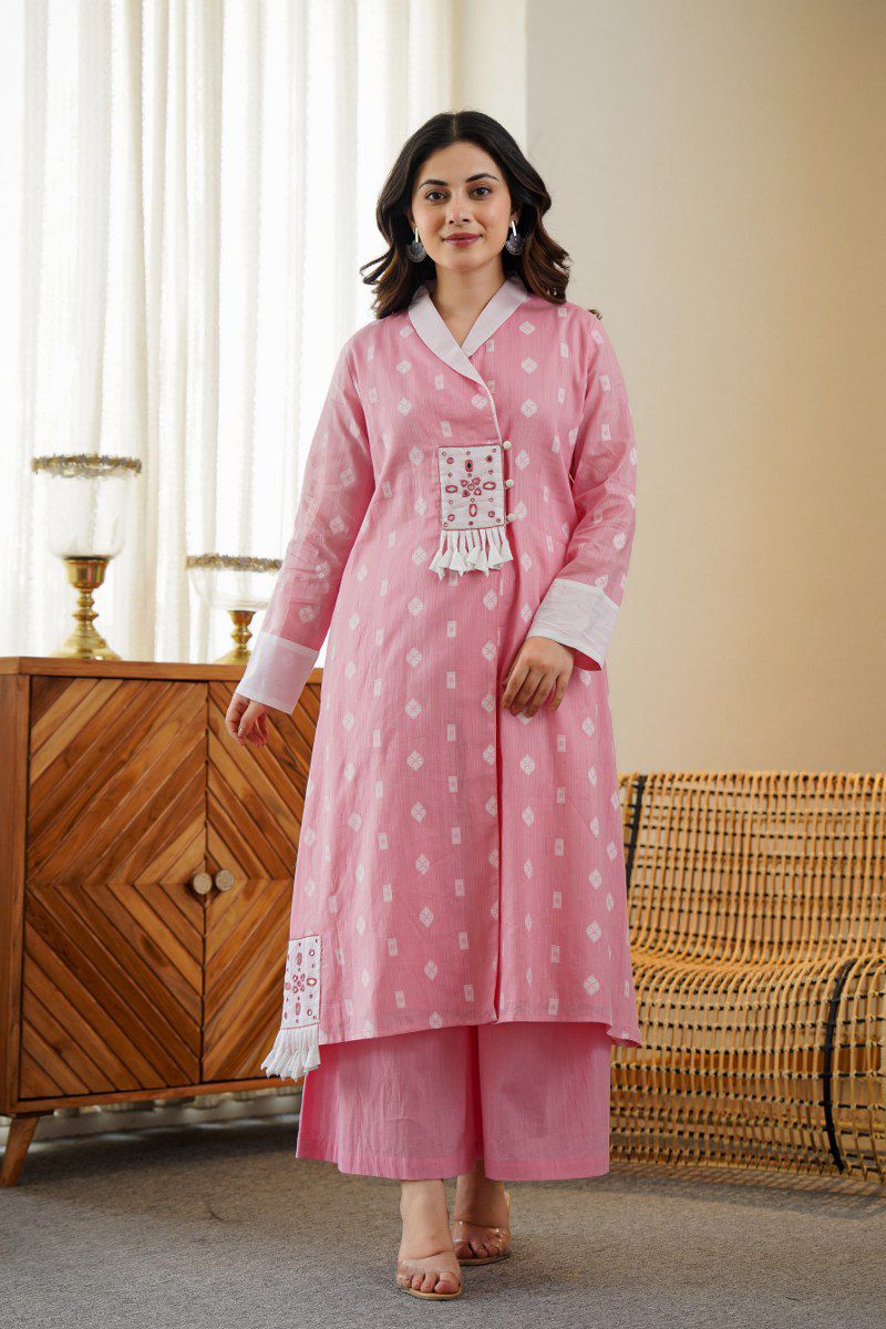 Alavya Cotton Angrakha Hand Detailed Cotton Pant Set - Image 7