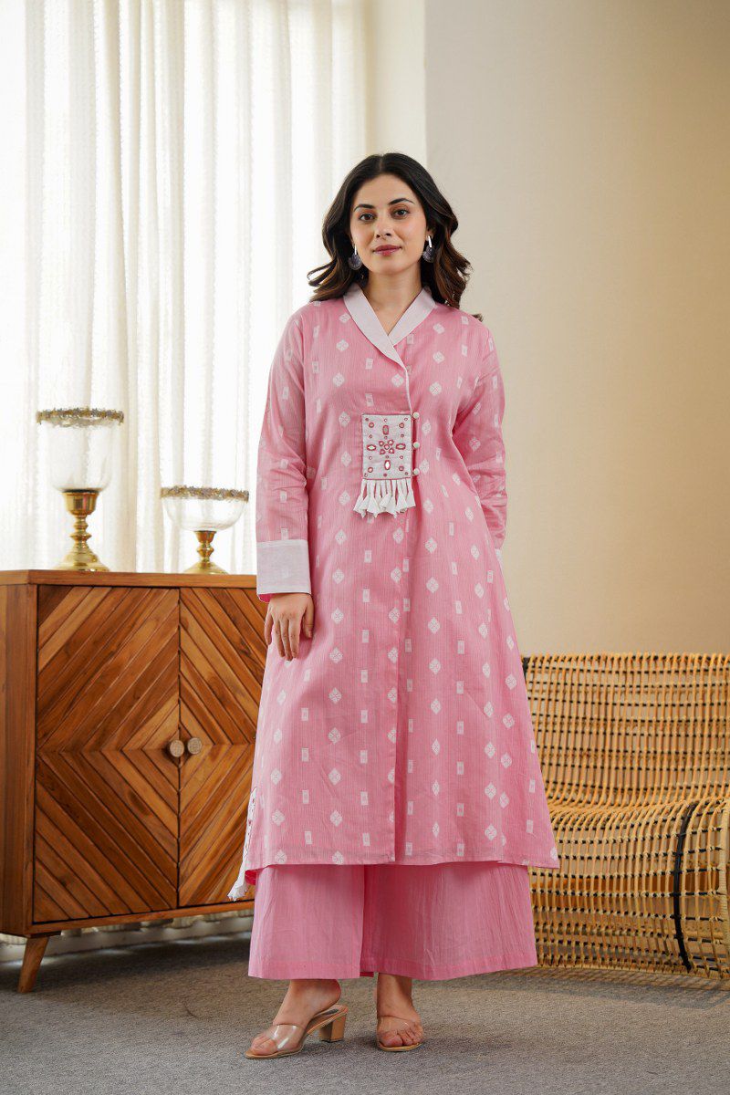 Alavya Cotton Angrakha Hand Detailed Cotton Pant Set - Image 8