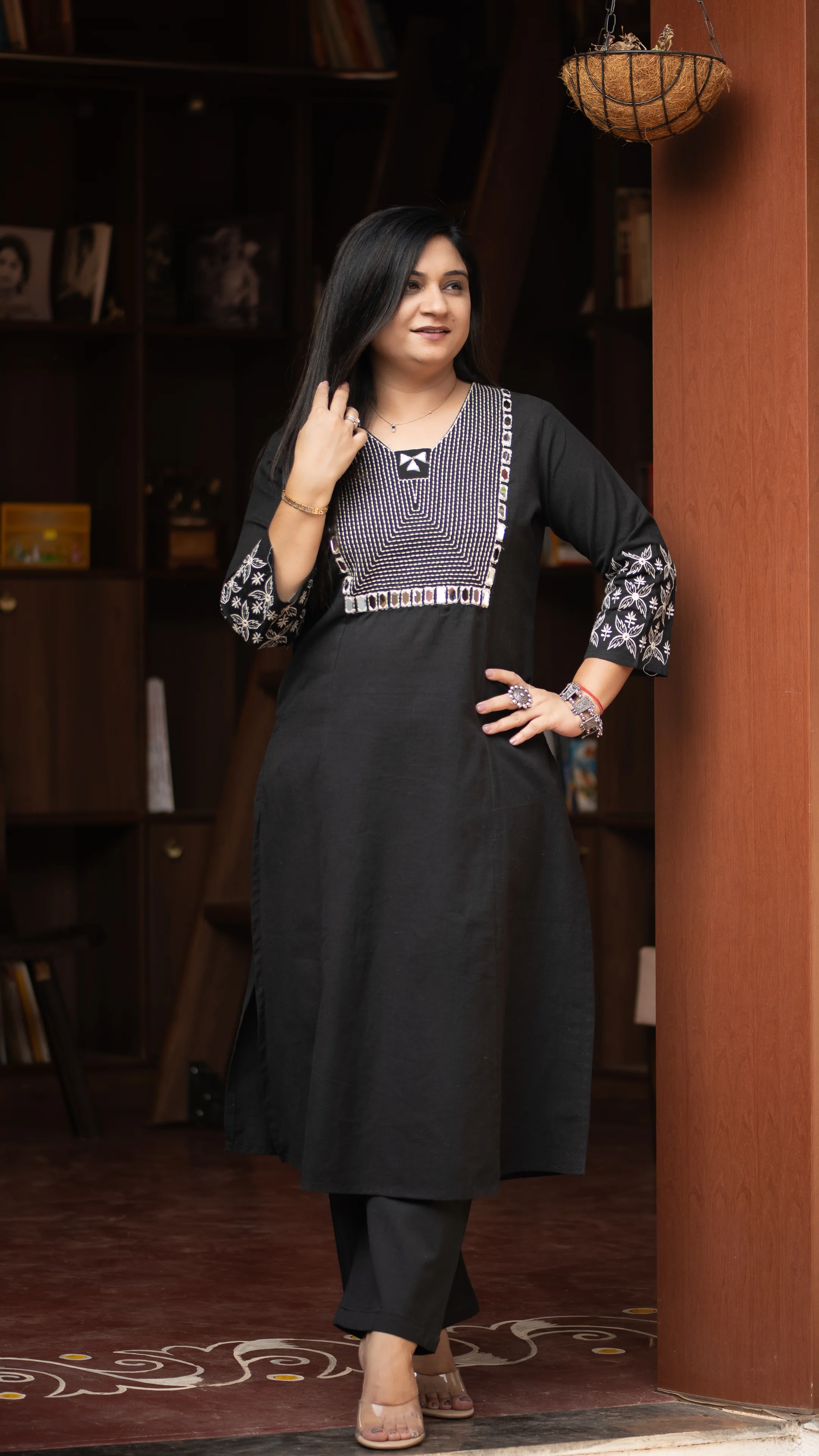 Alia Cotton Embroidered A-line Pant Set - Image 4