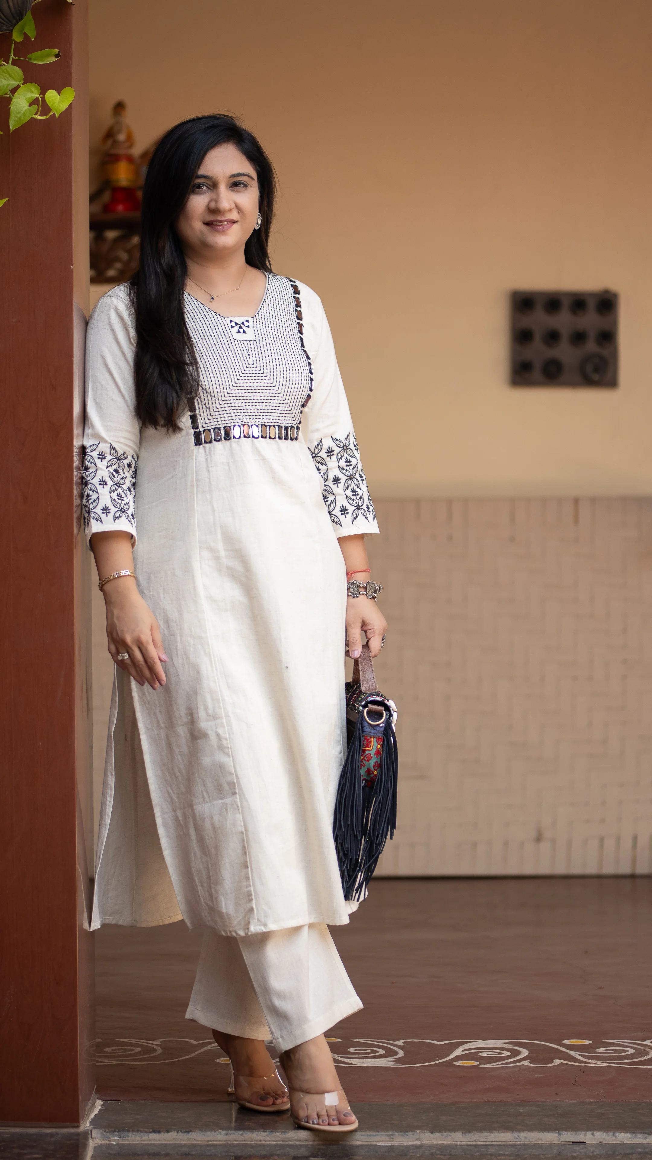 Alia Cotton Embroidered A-line Pant Set - Image 6