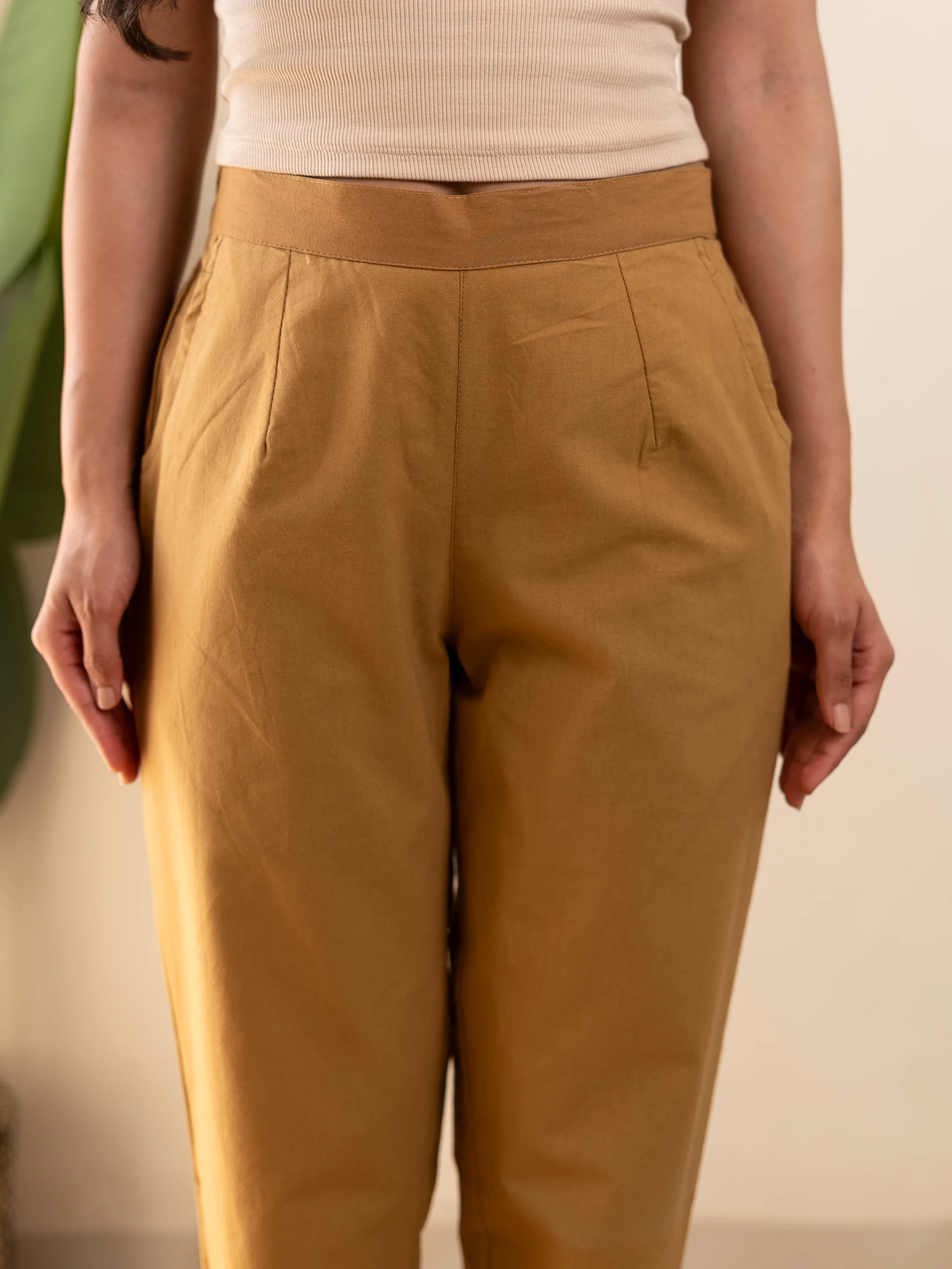 All-Day Cotton Straight Pant for Women-Camel Yellow - Image 11