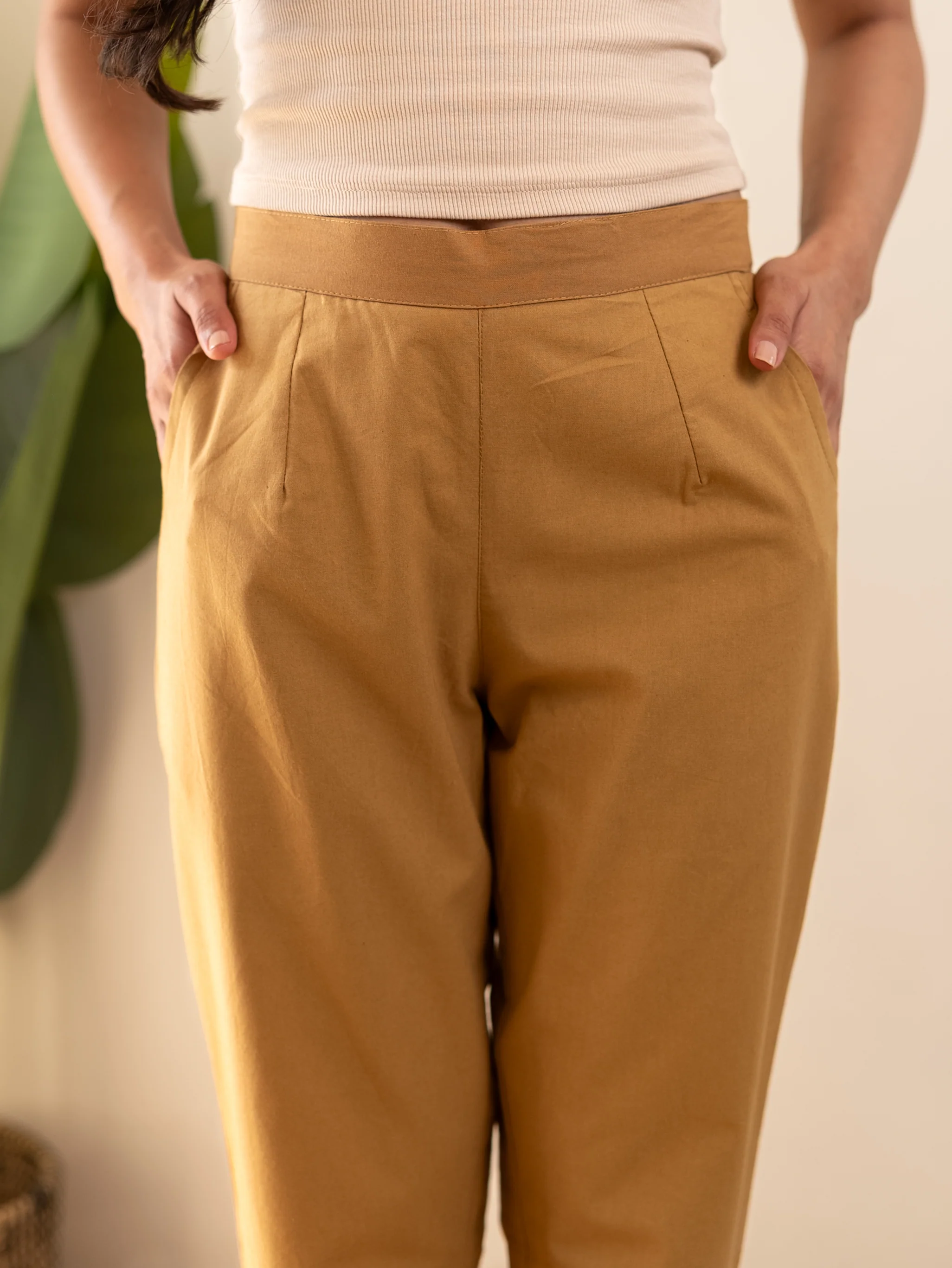 All-Day Cotton Straight Pant for Women-Camel Yellow - Image 12