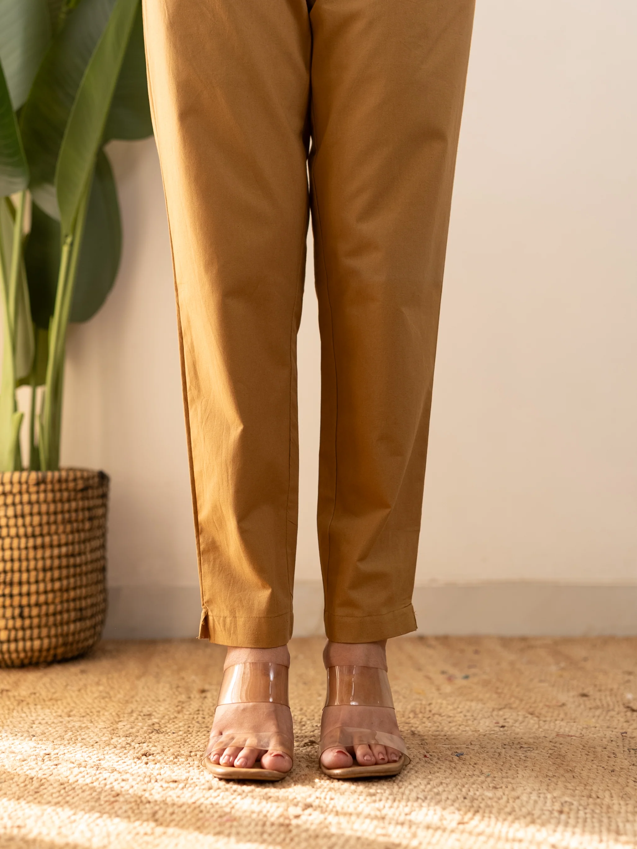 All-Day Cotton Straight Pant for Women-Camel Yellow - Image 15