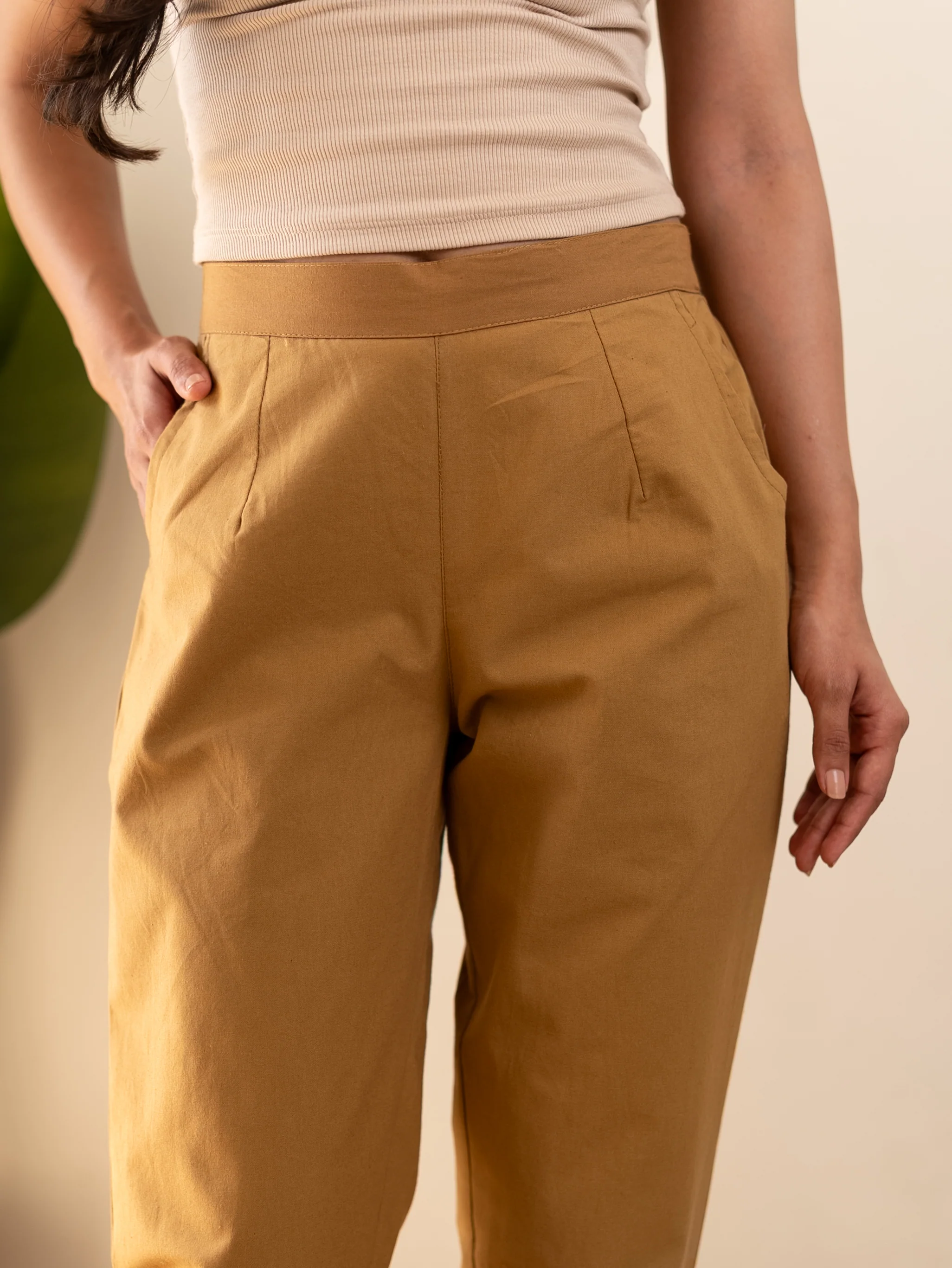 All-Day Cotton Straight Pant for Women-Camel Yellow - Image 9