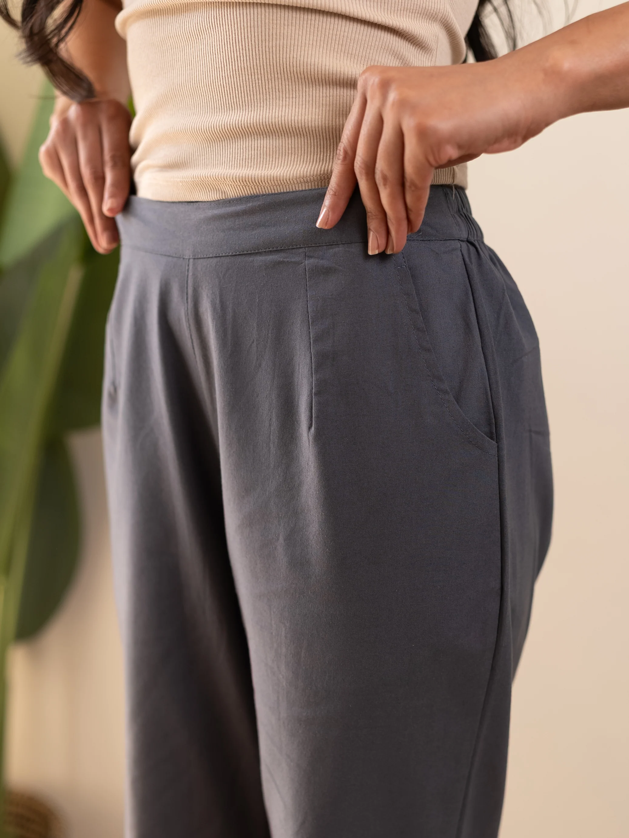 All-Day Cotton Straight Pant for Women-Cement Grey - Image 6