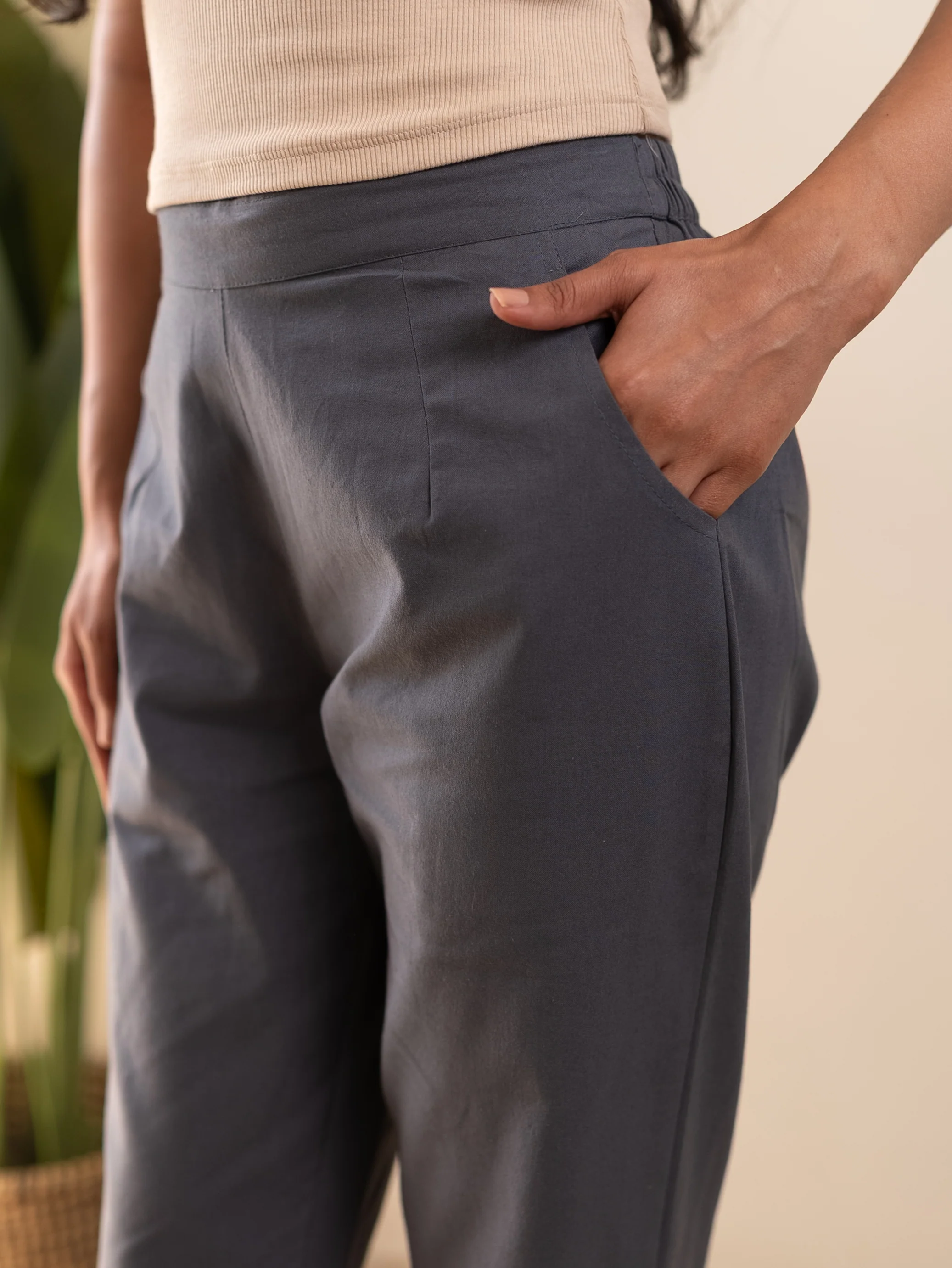 All-Day Cotton Straight Pant for Women-Cement Grey - Image 7