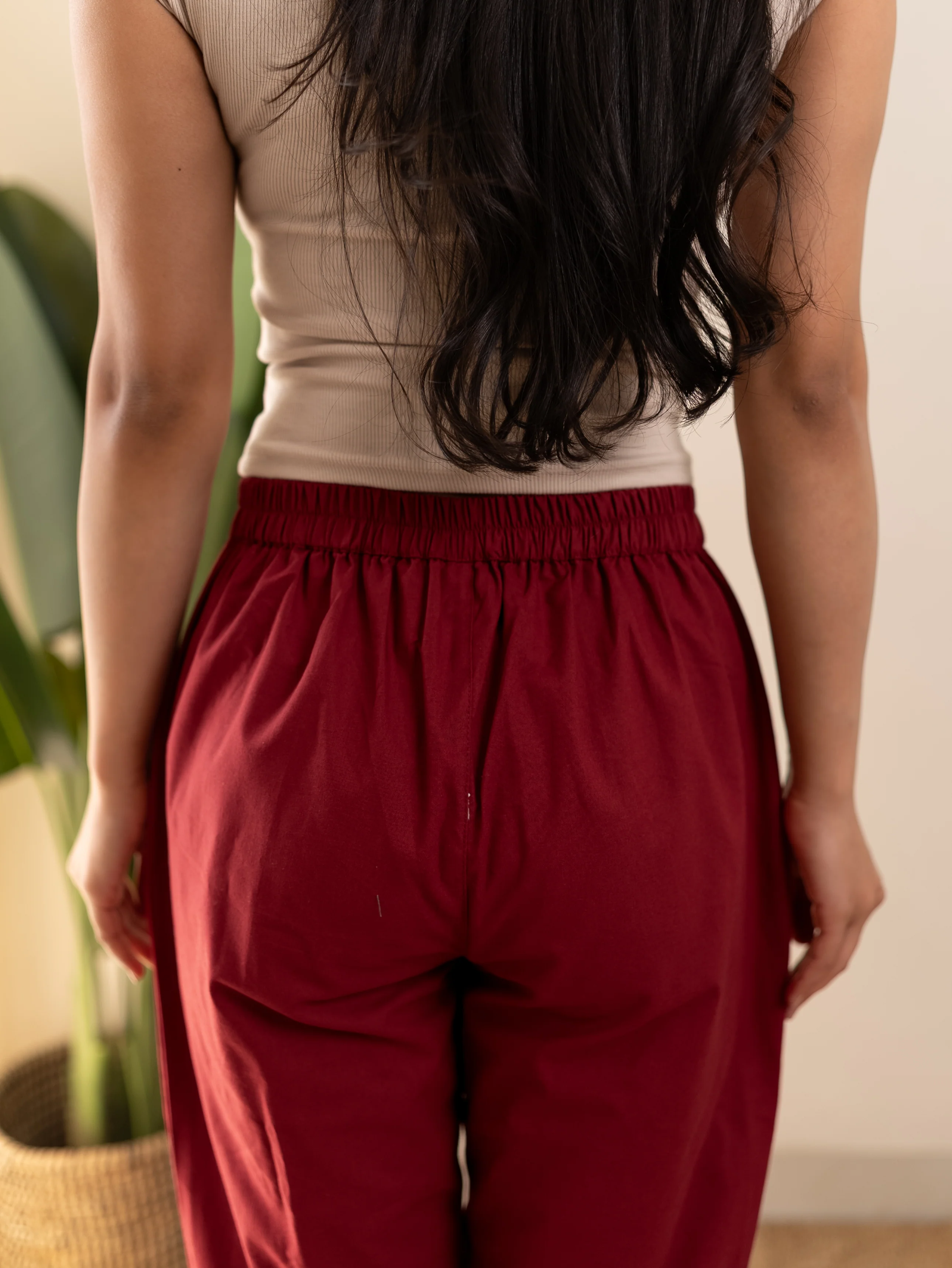 All-Day Cotton Straight Pant for Women-Maroon - Image 6
