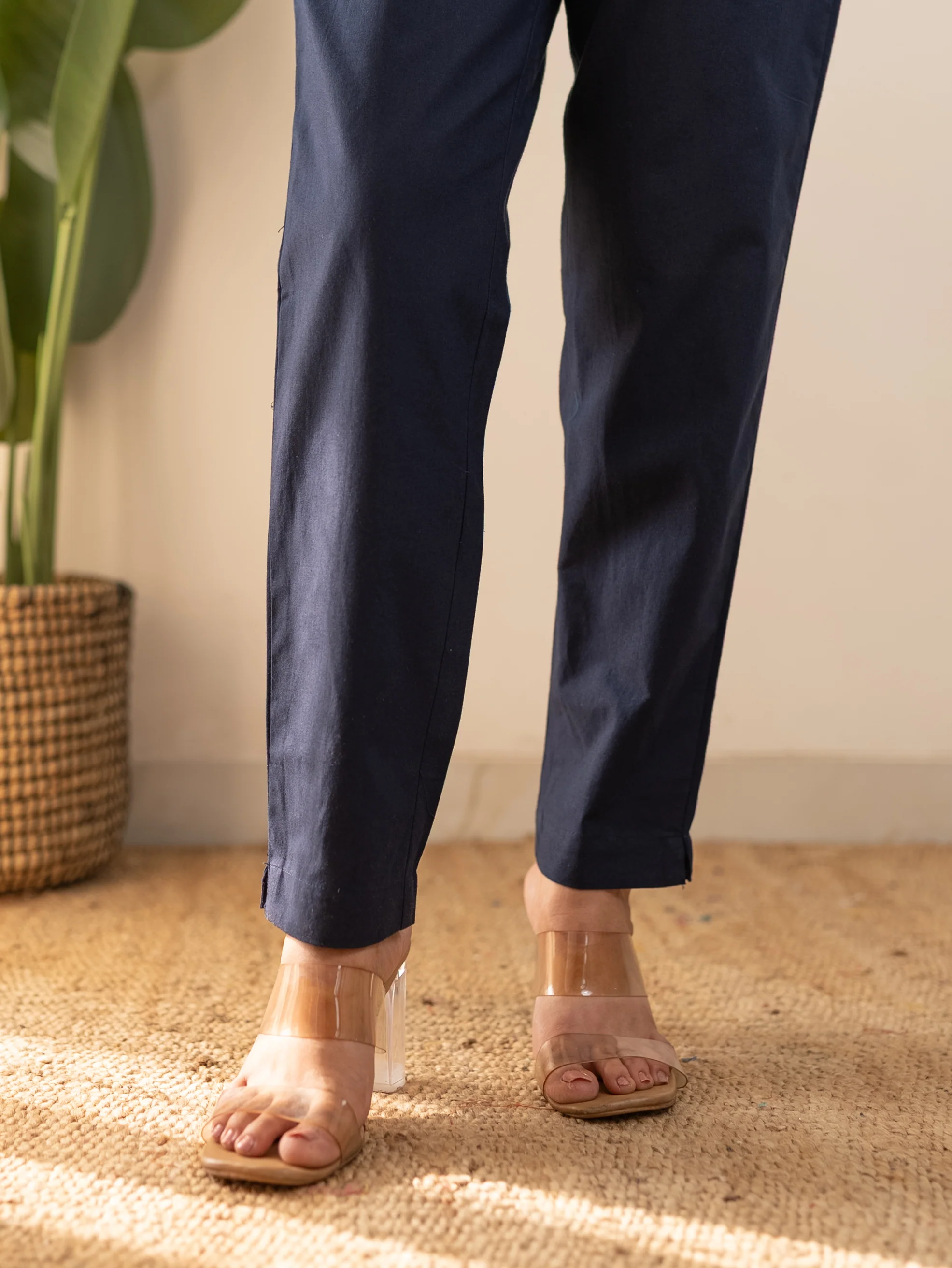 All-Day Cotton Straight Pant for Women-Navy Blue - Image 12
