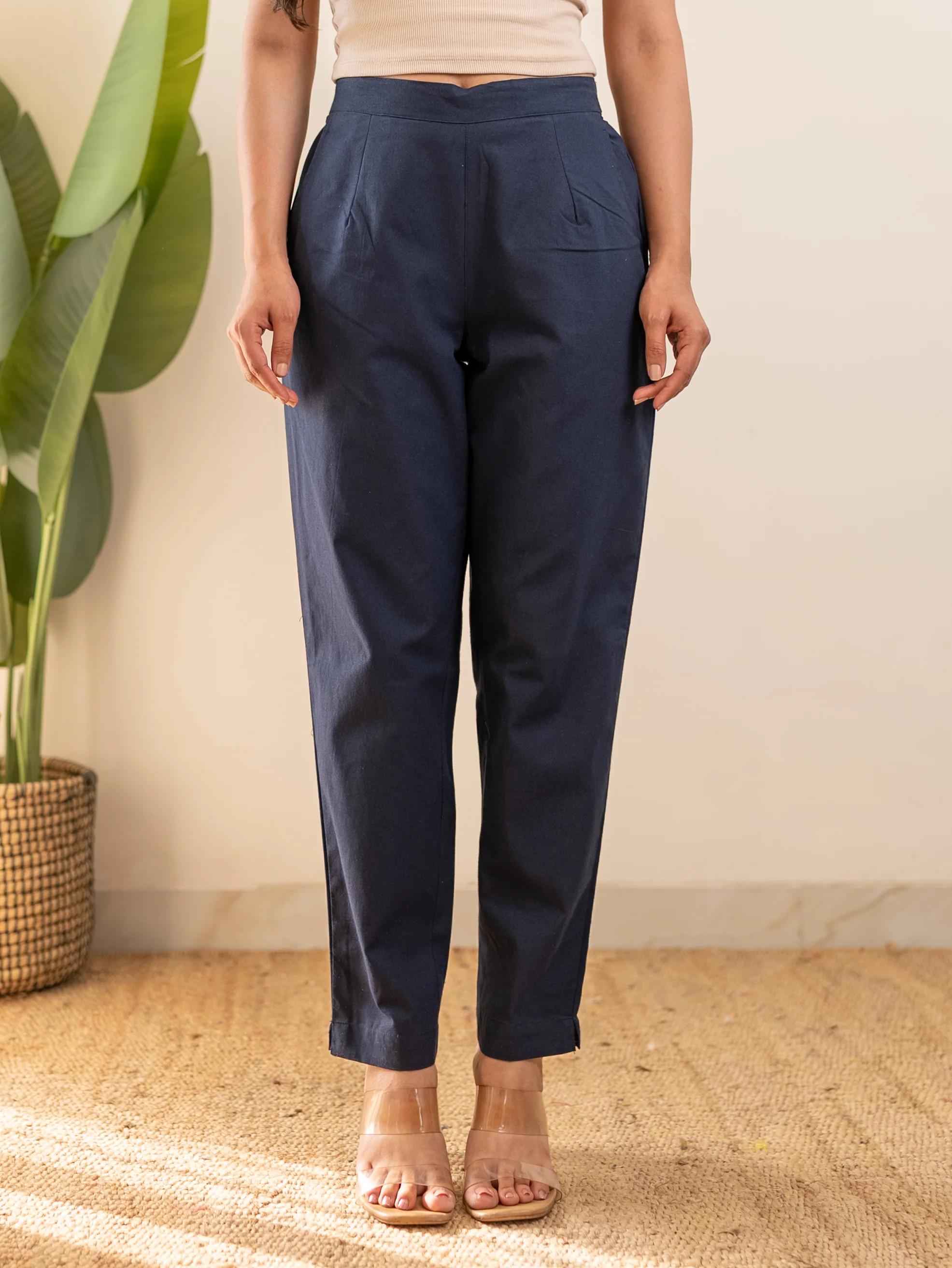All-Day Cotton Straight Pant for Women-Navy Blue - Image 15