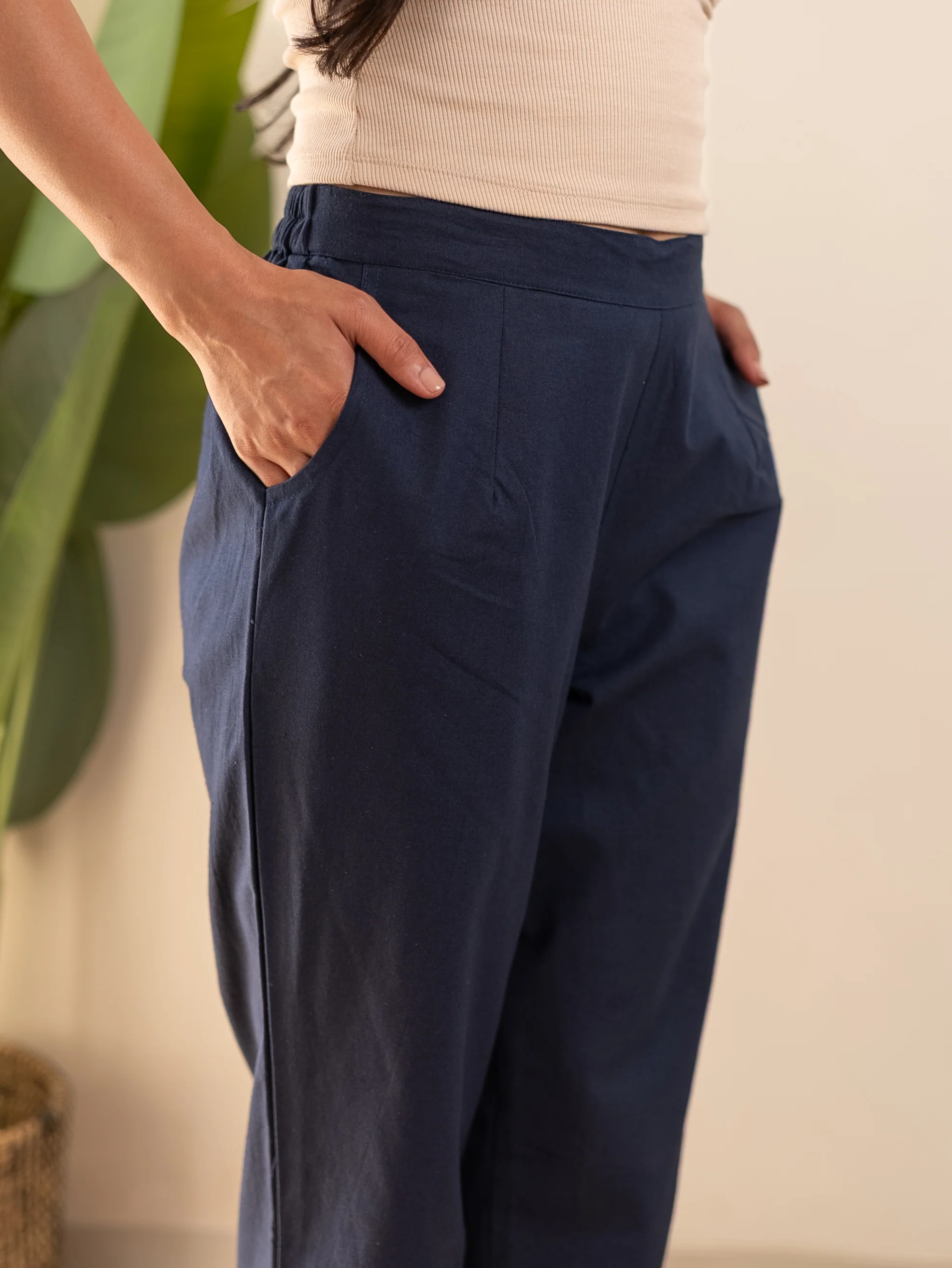 All-Day Cotton Straight Pant for Women-Navy Blue - Image 6