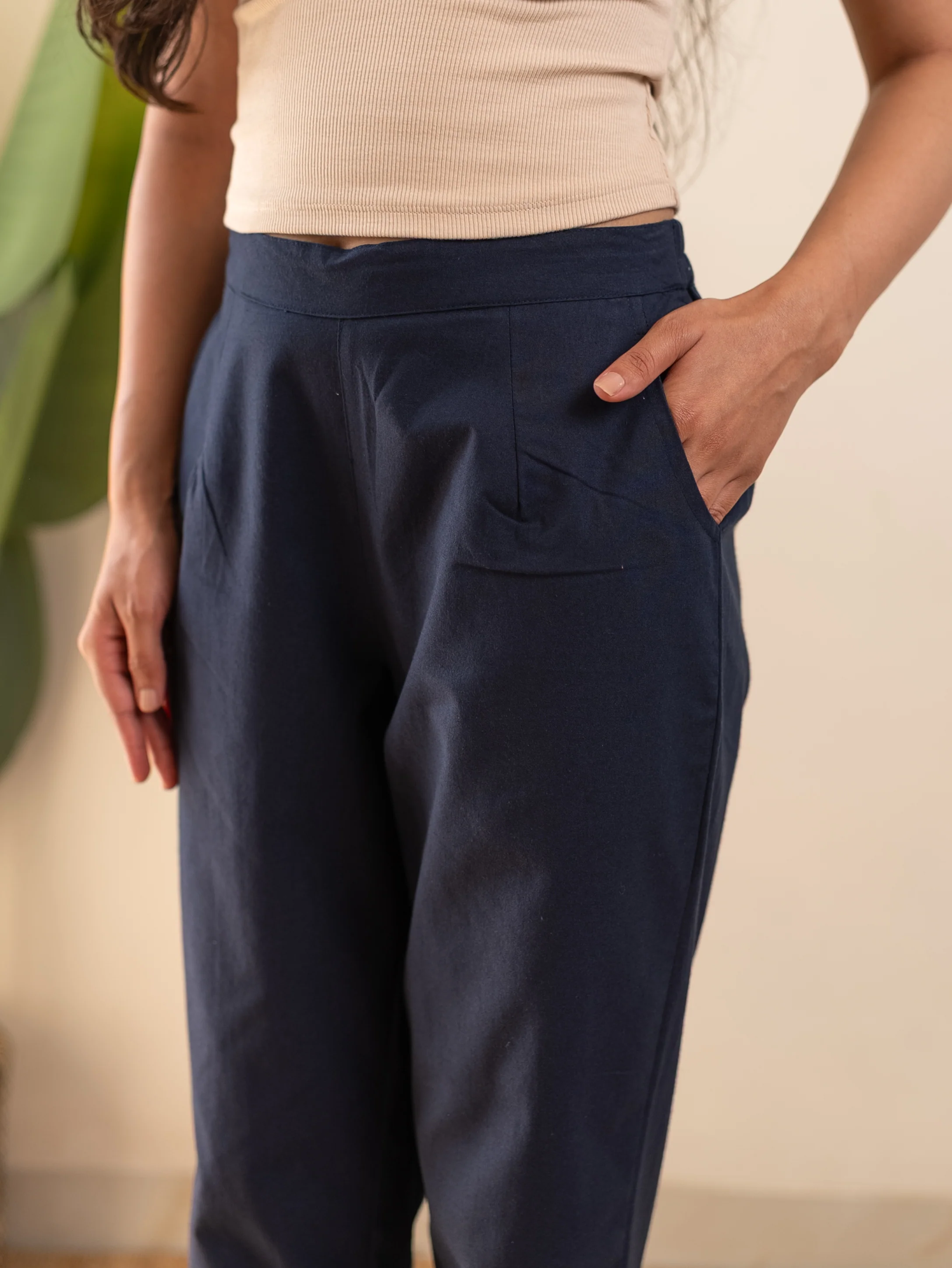 All-Day Cotton Straight Pant for Women-Navy Blue - Image 7