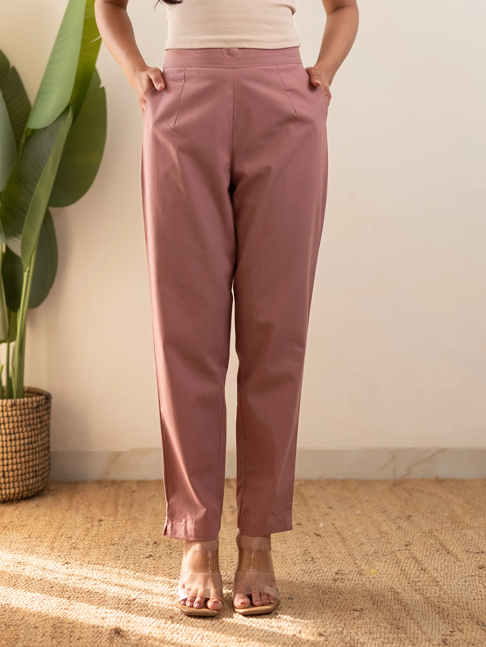 All-Day Cotton Straight Pant for Women-Onion Pink - Image 11
