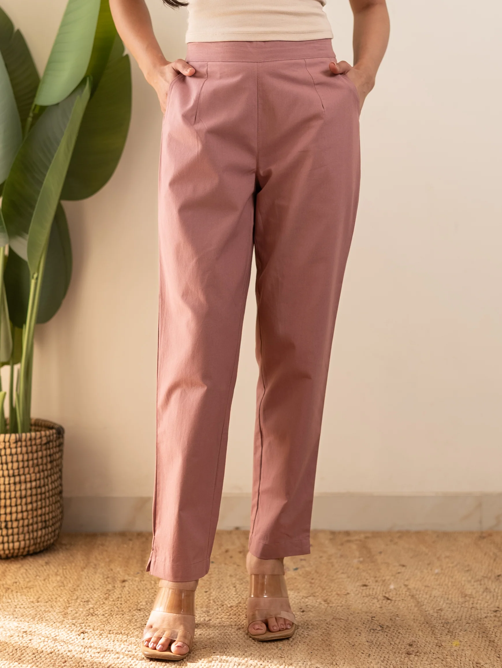 All-Day Cotton Straight Pant for Women-Onion Pink - Image 19