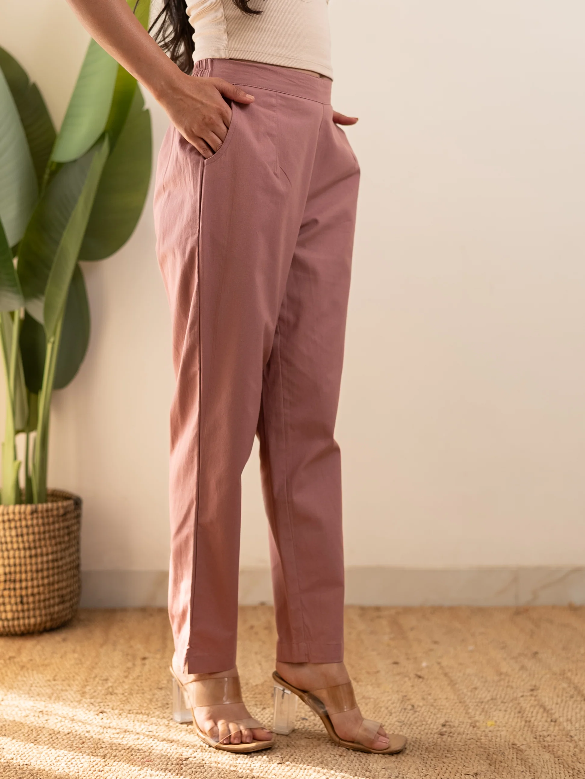 All-Day Cotton Straight Pant for Women-Onion Pink - Image 3