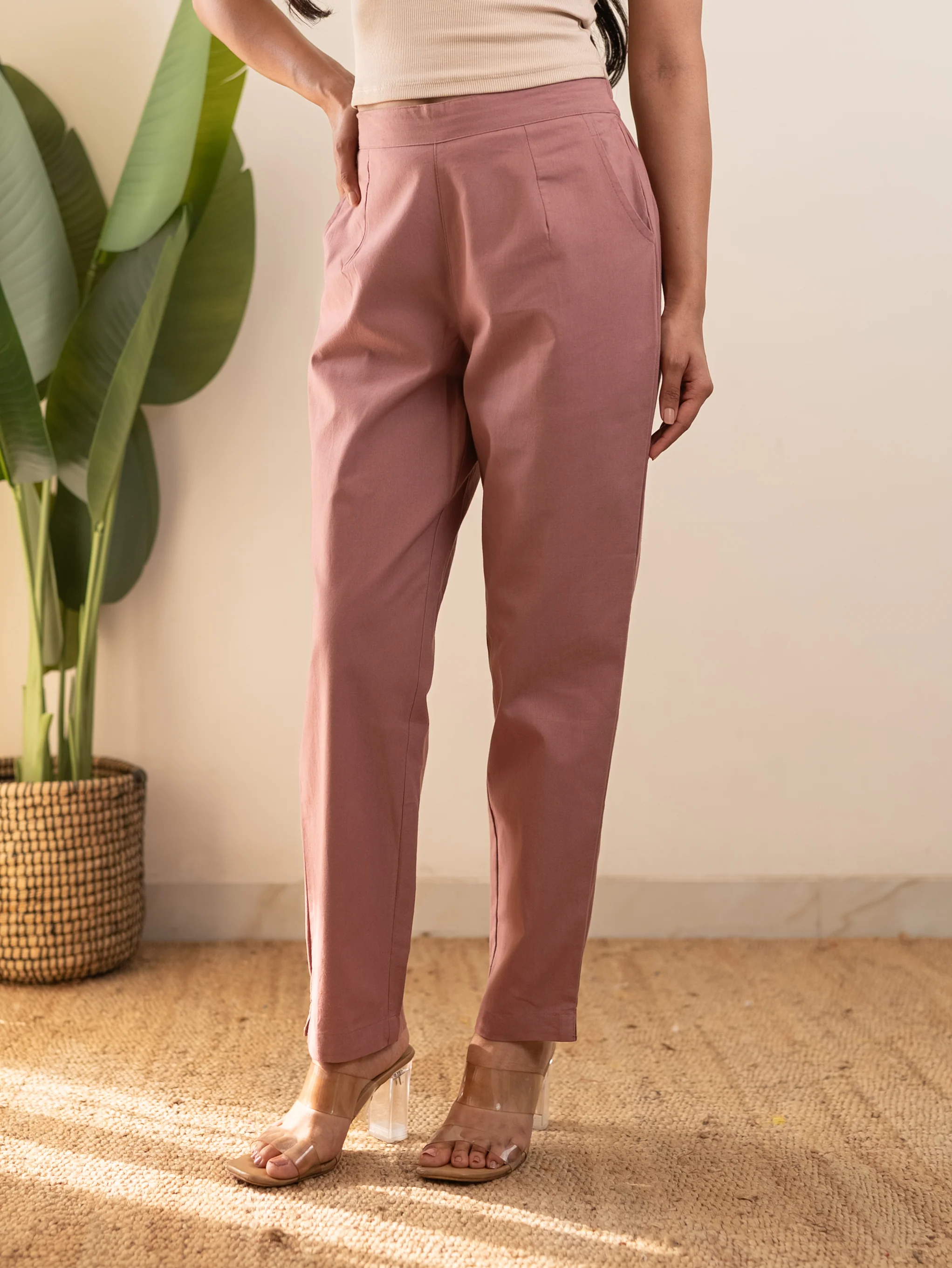 All-Day Cotton Straight Pant for Women-Onion Pink - Image 4