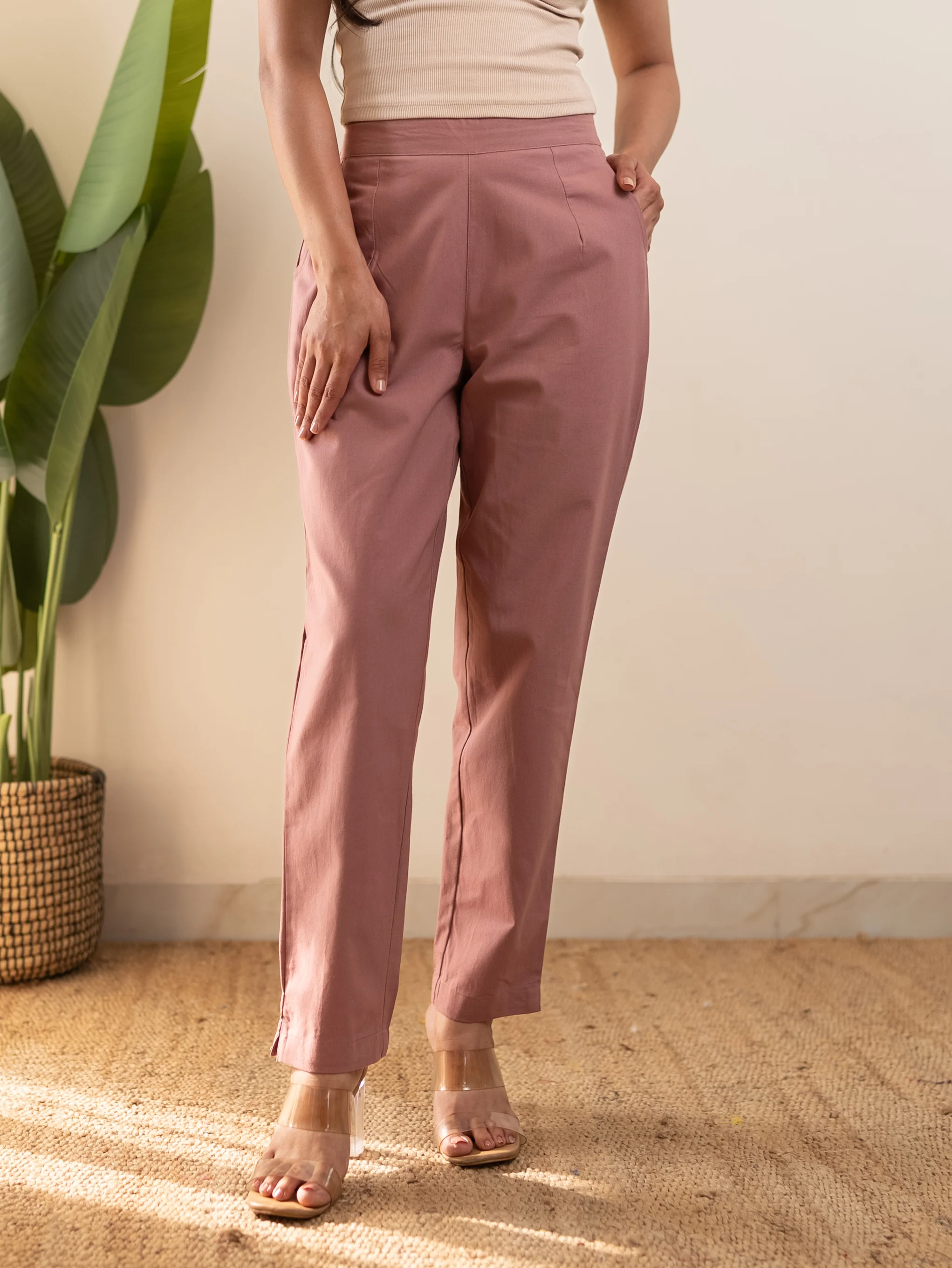 All-Day Cotton Straight Pant for Women-Onion Pink - Image 8