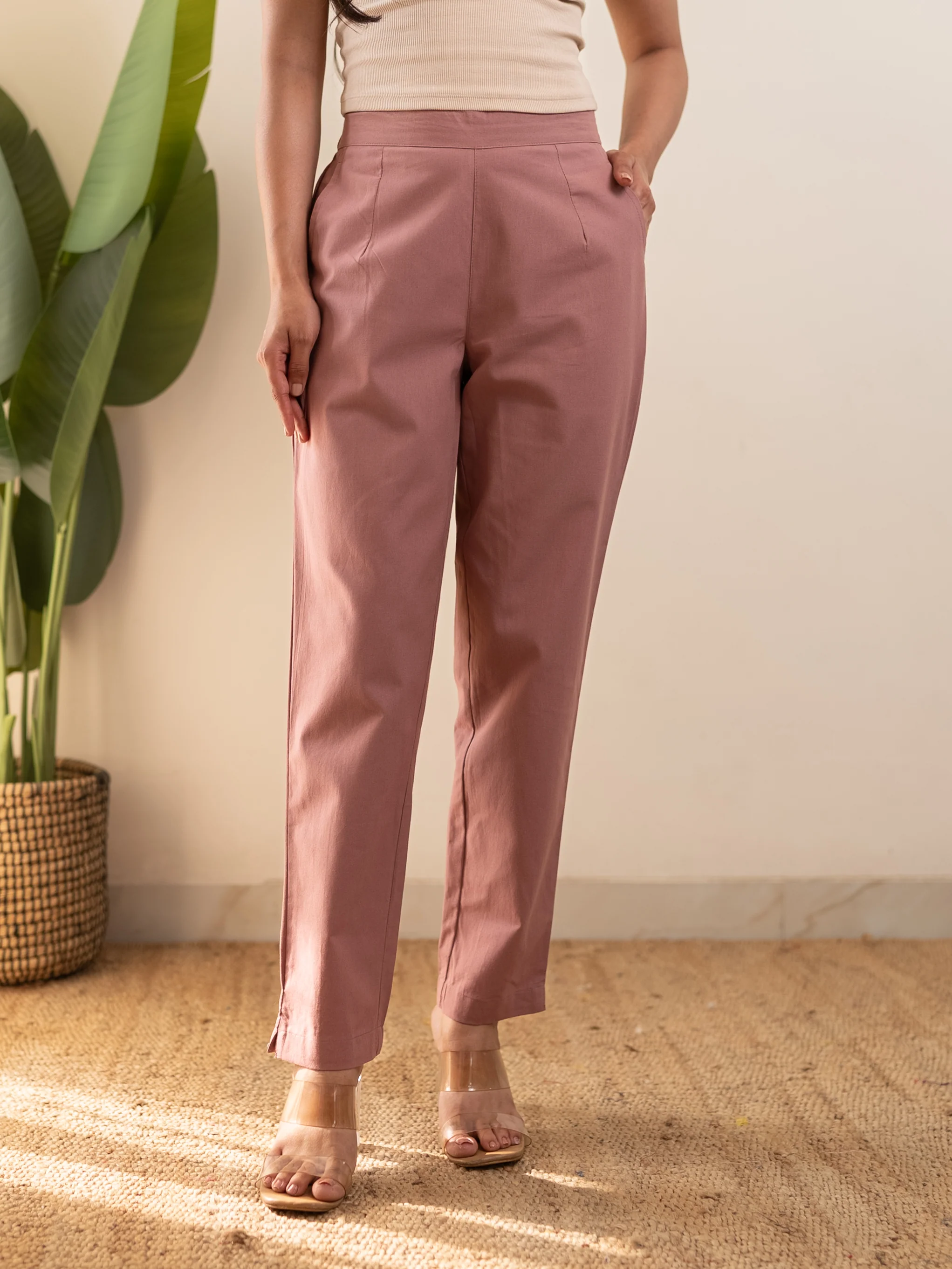 All-Day Cotton Straight Pant for Women-Onion Pink - Image 9