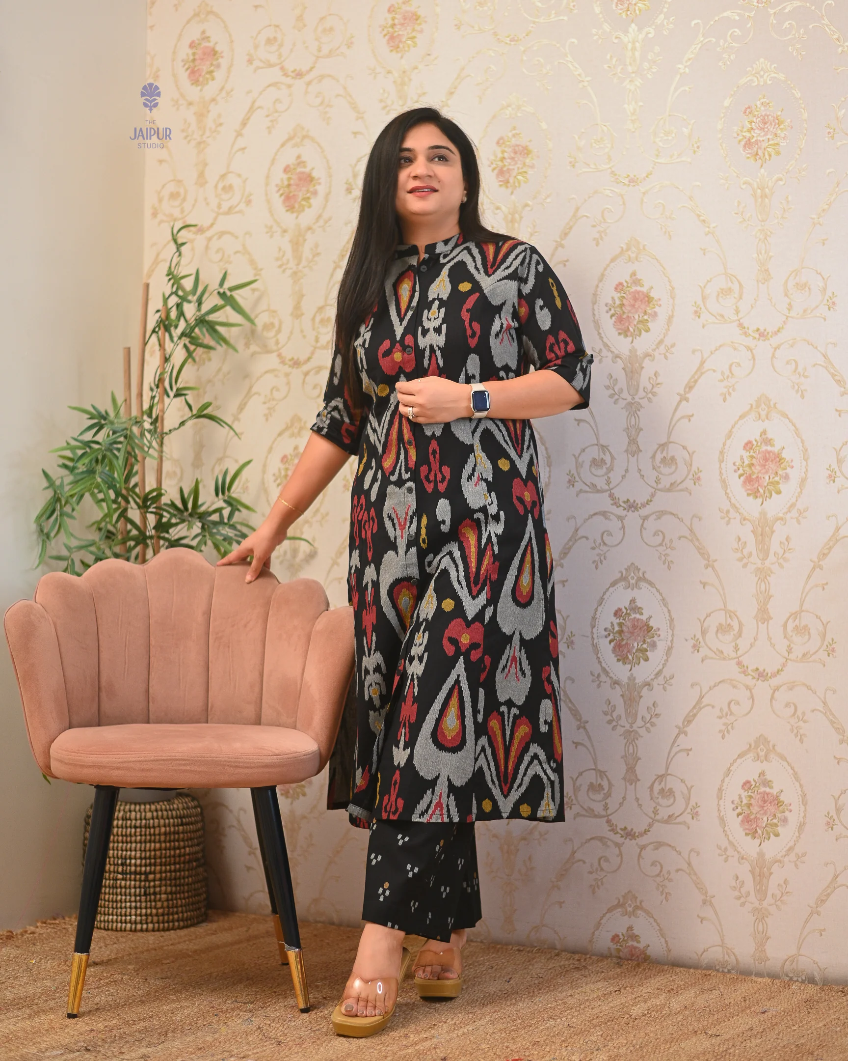 Ayesha Ikkat A-line Cotton Coord set - Image 23