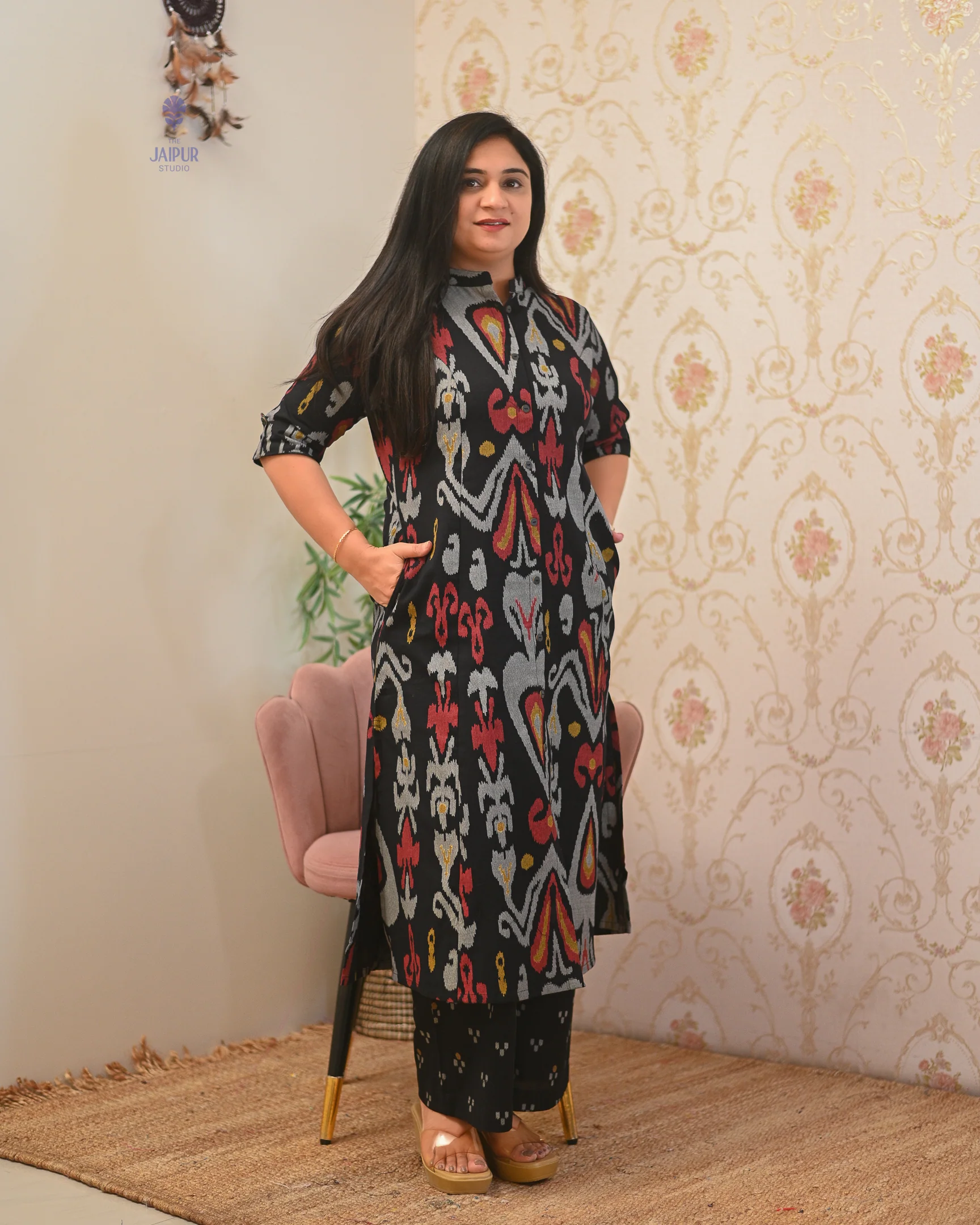 Ayesha Ikkat A-line Cotton Coord set - Image 4