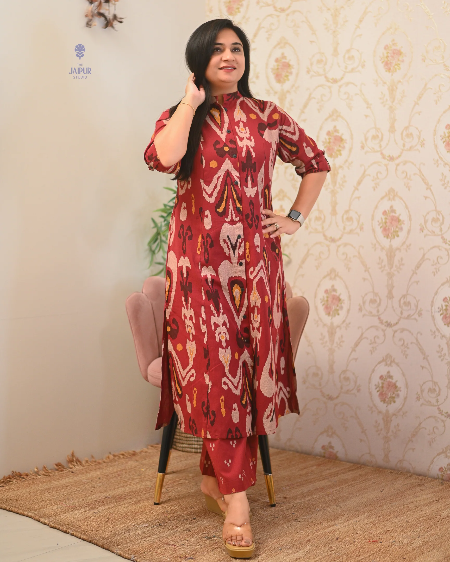 Ayesha Ikkat A-line Cotton Coord set - Image 7