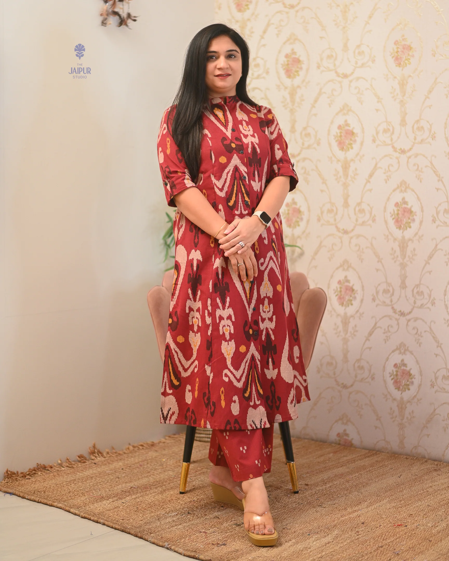 Ayesha Ikkat A-line Cotton Coord set - Image 9