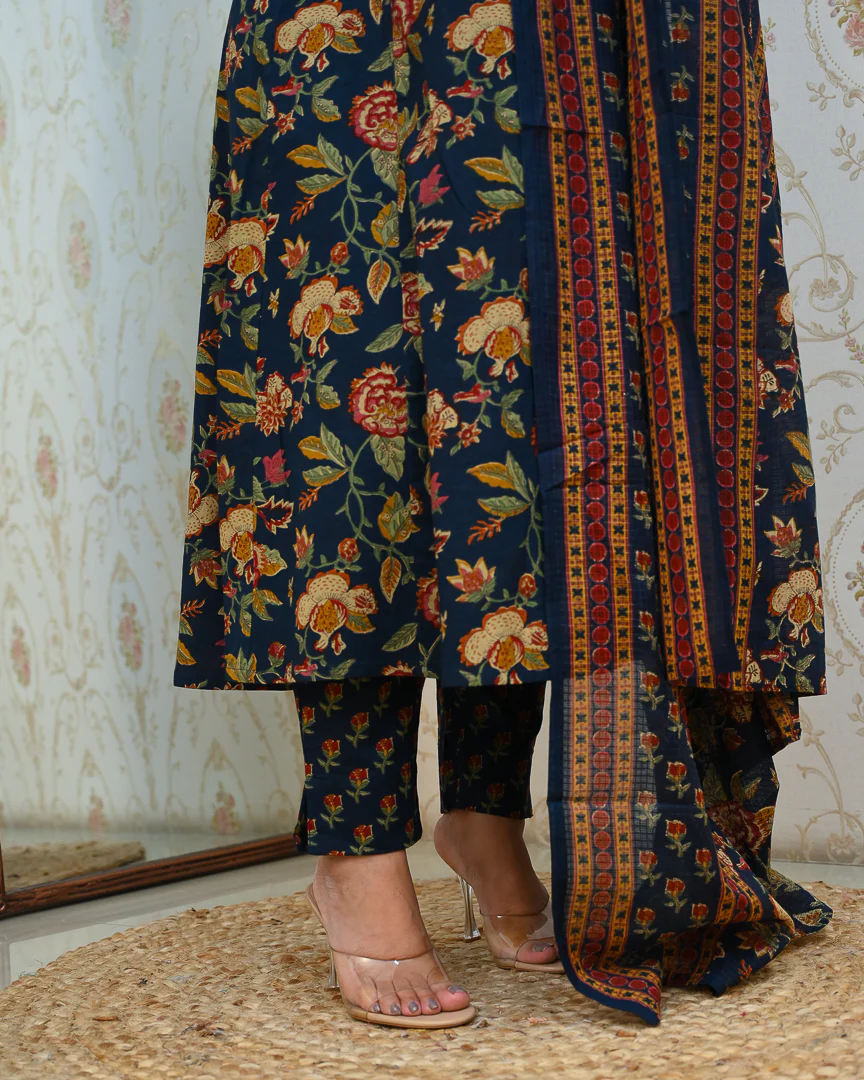 Azah Cotton Floral A-line Pant Set - Image 16