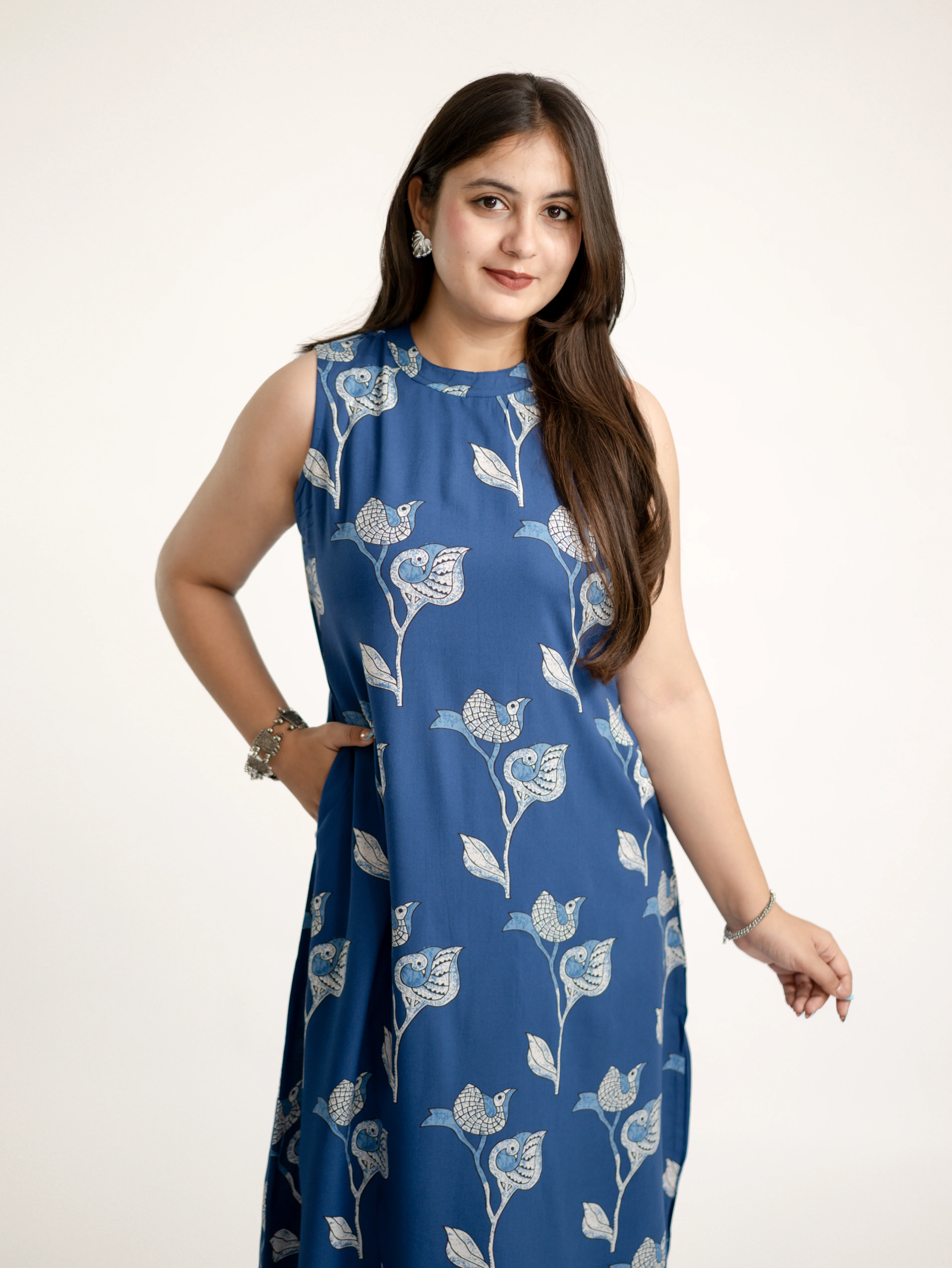 Selena Blue Rayon A-line Coord Set - Image 10