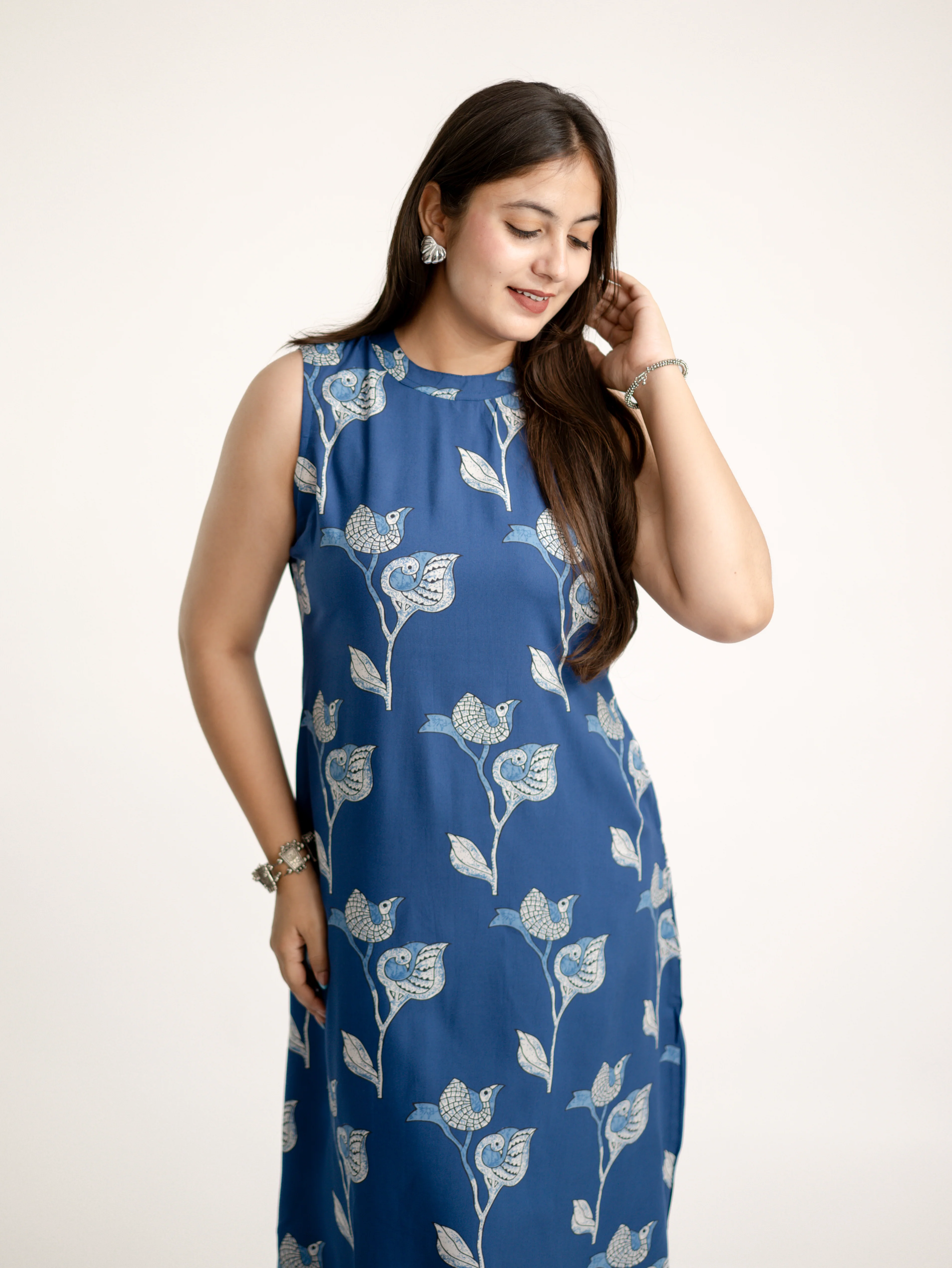 Selena Blue Rayon A-line Coord Set - Image 12