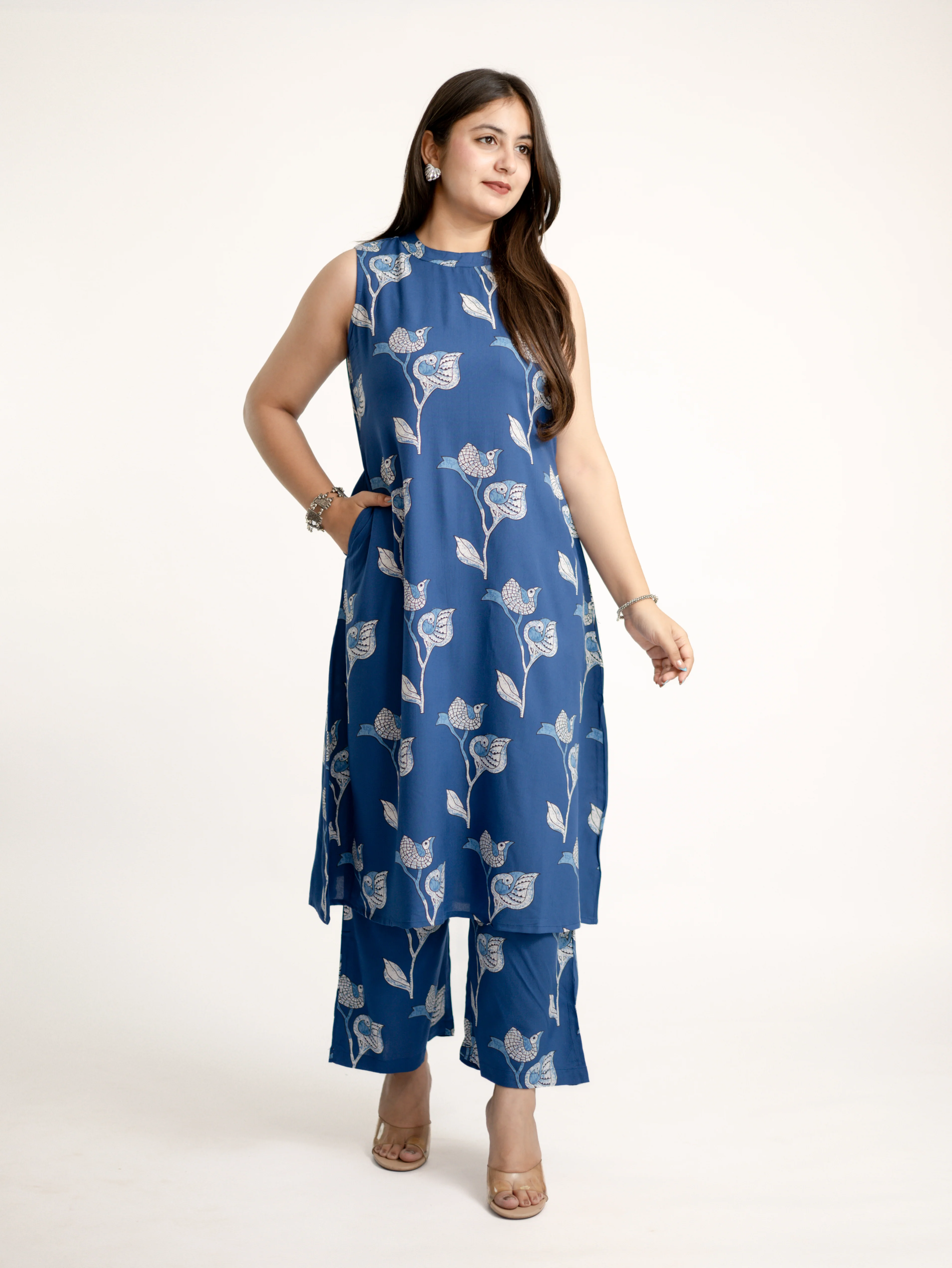 Selena Blue Rayon A-line Coord Set - Image 3