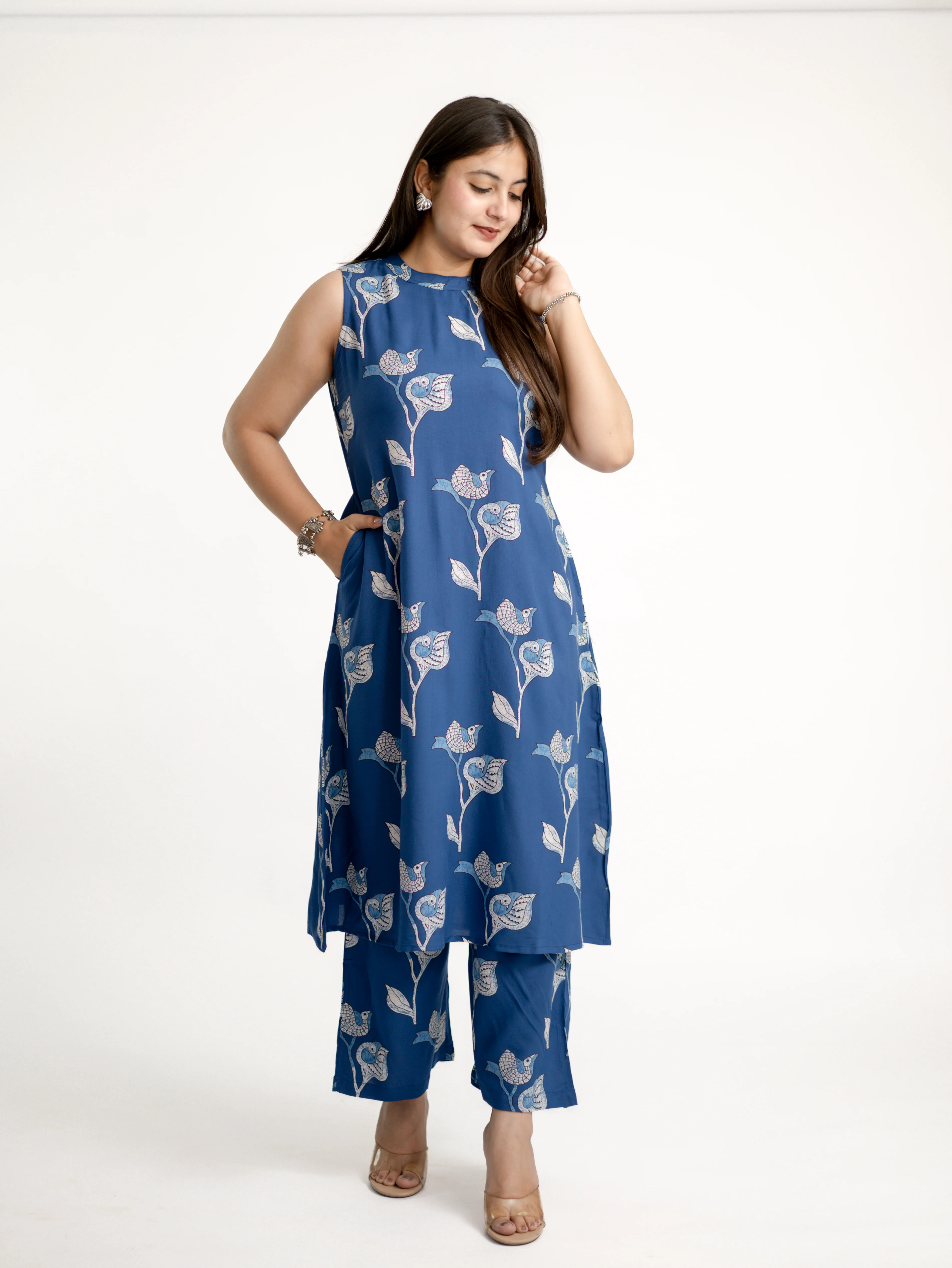 Selena Blue Rayon A-line Coord Set - Image 4