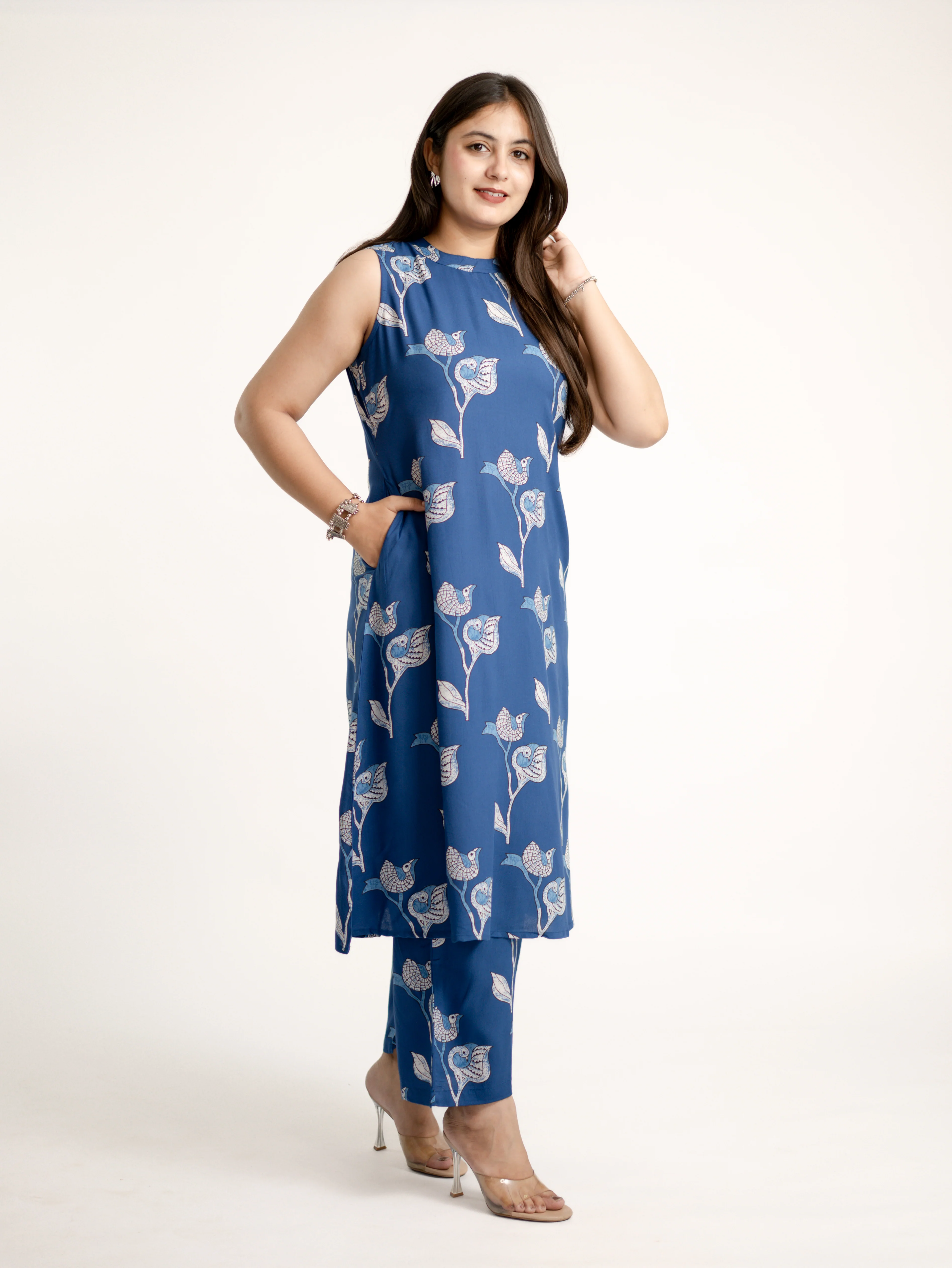 Selena Blue Rayon A-line Coord Set - Image 5