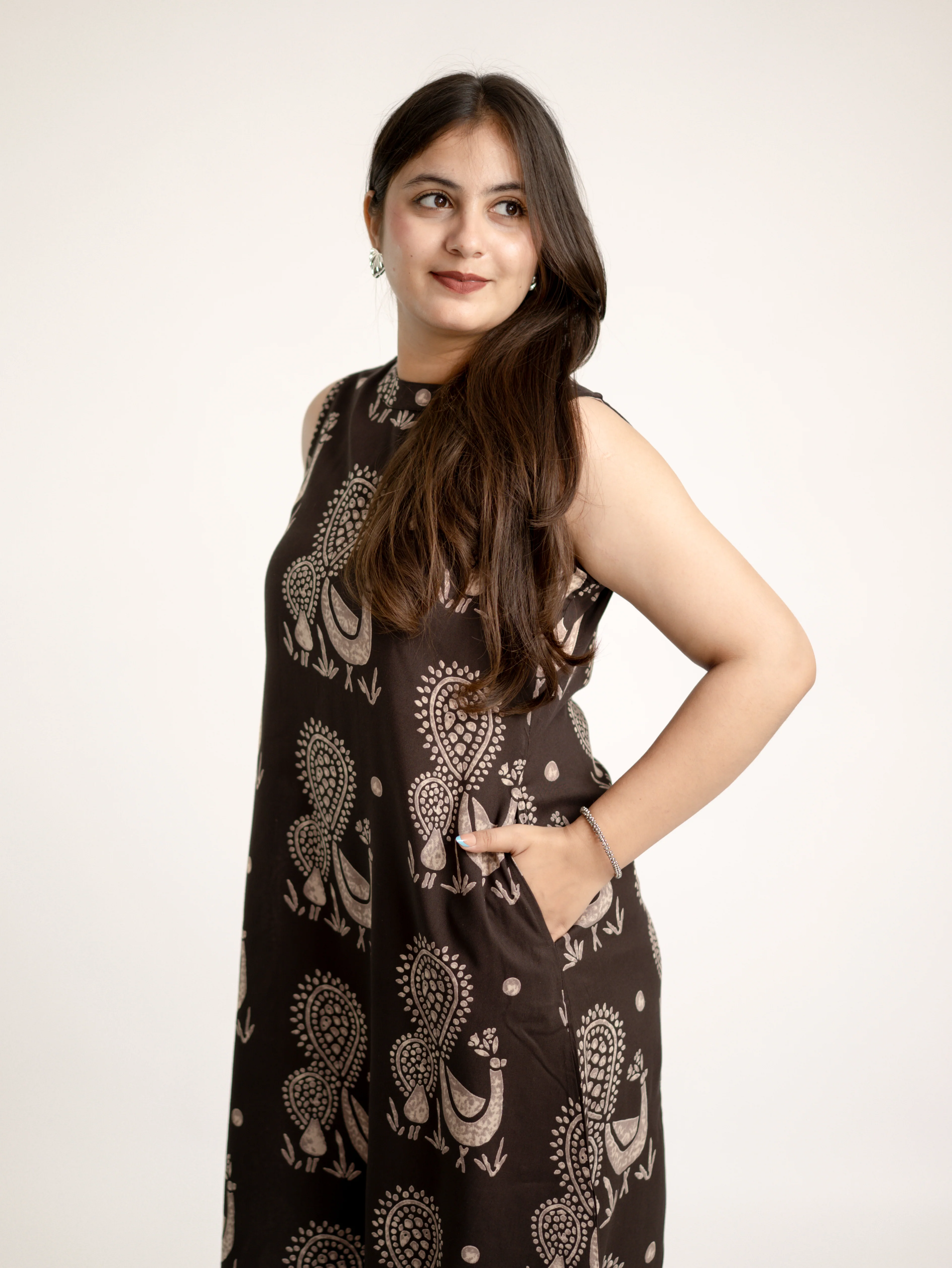 Naila Brown Rayon A-line Coord Set - Image 12