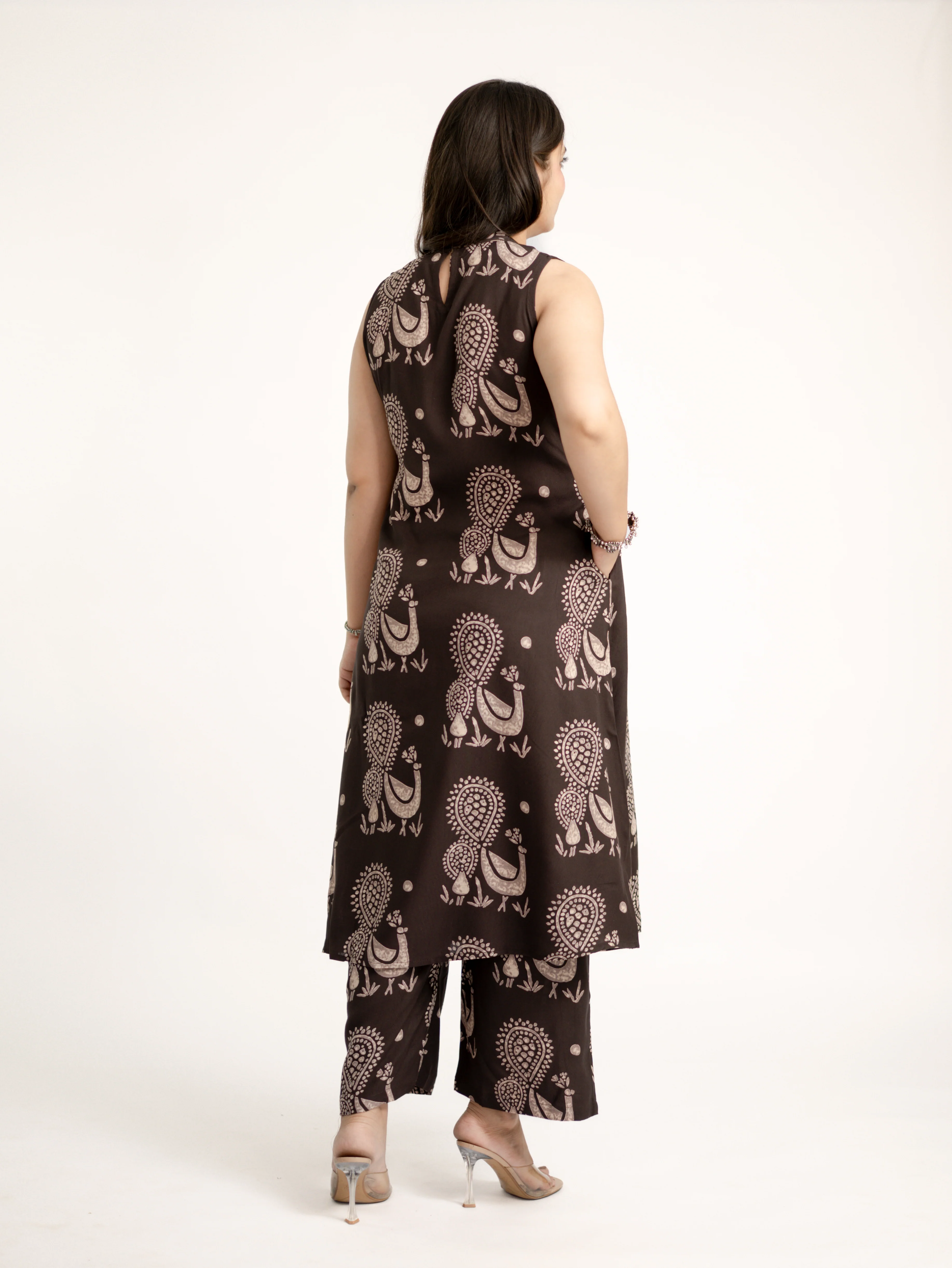 Naila Brown Rayon A-line Coord Set - Image 9
