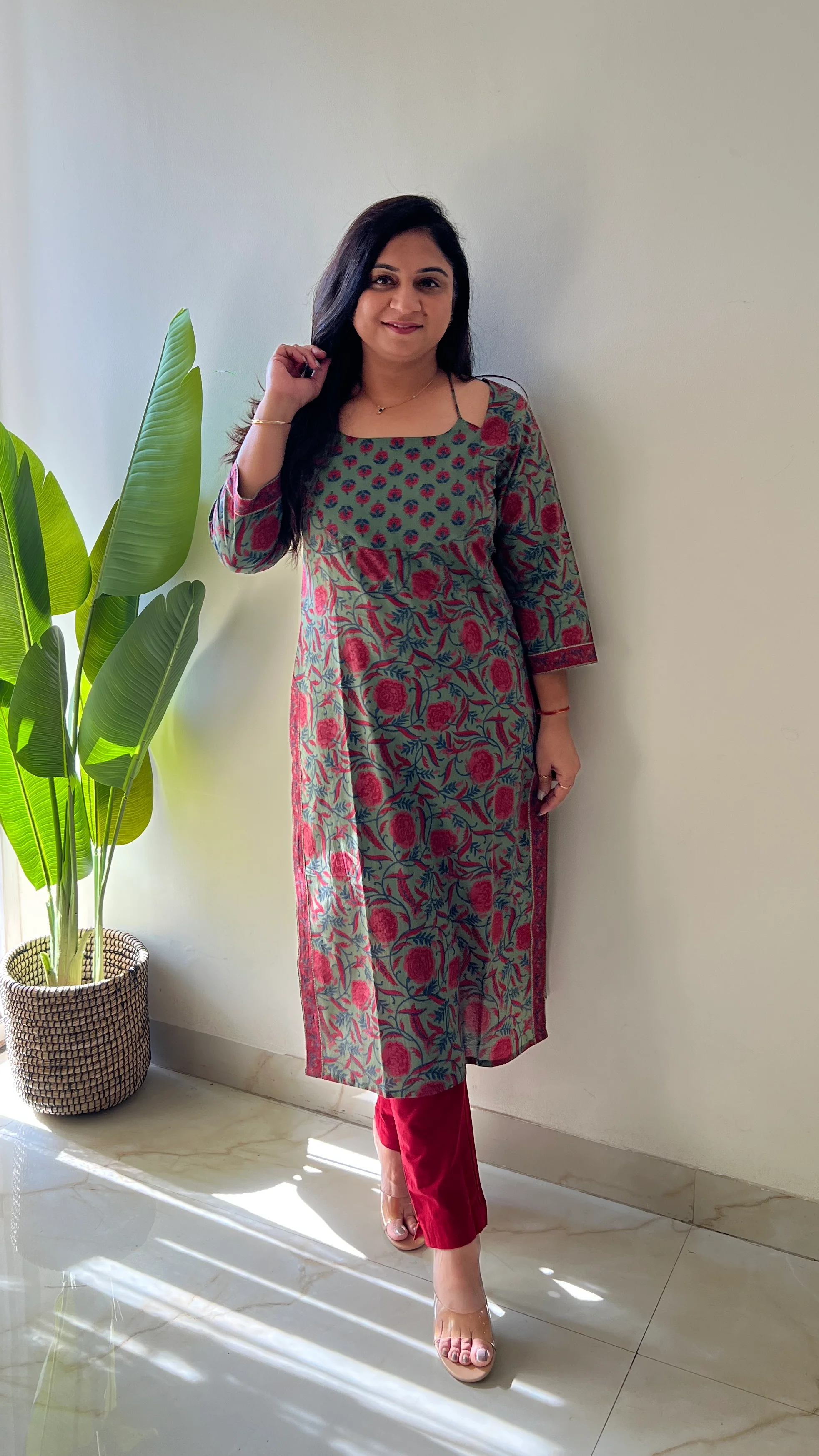 Cotton Handblock Casual Straight Kurta - Image 4