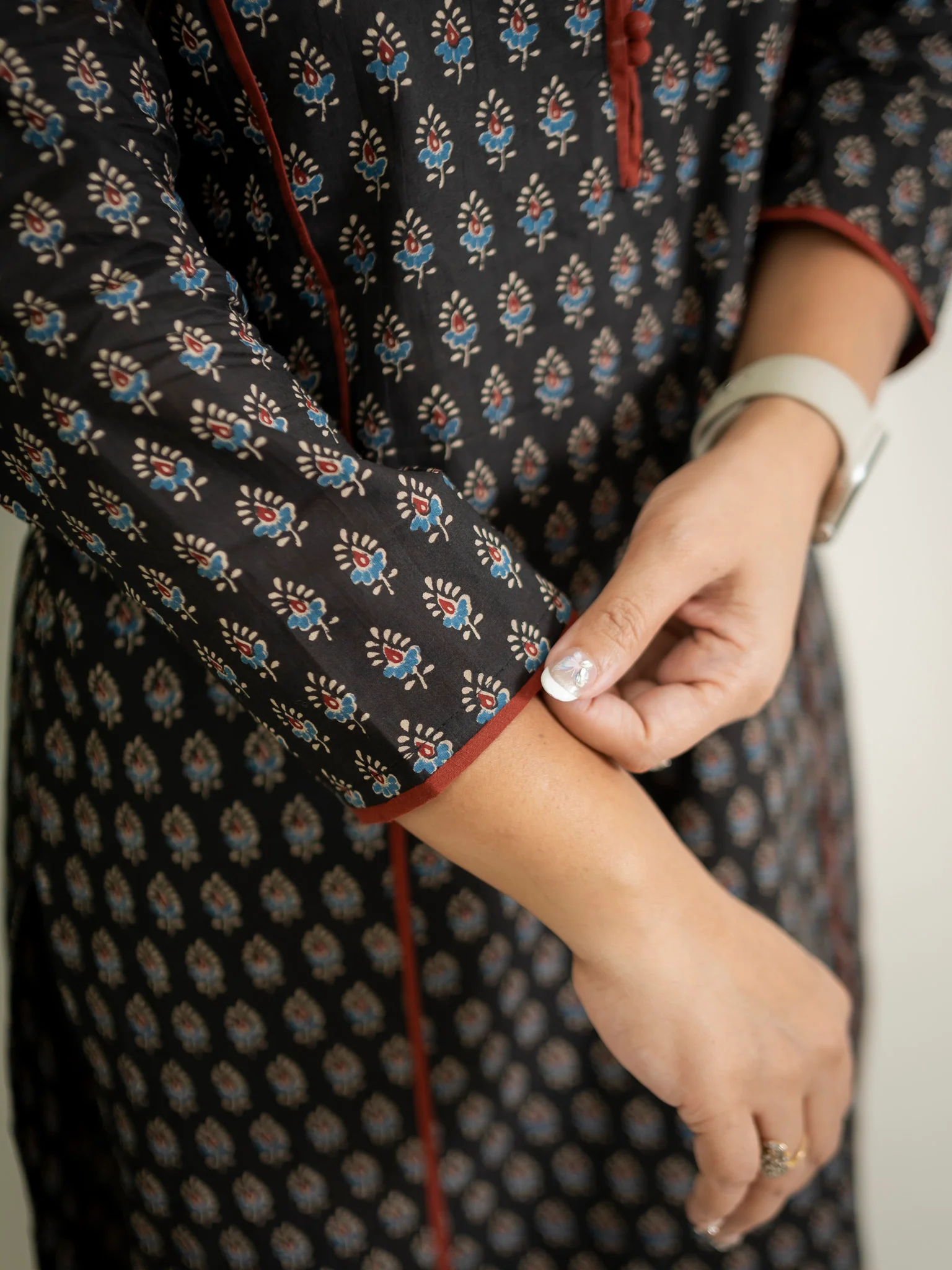 Cotton Black Ajrakh Casual Straight Kurta - Image 8