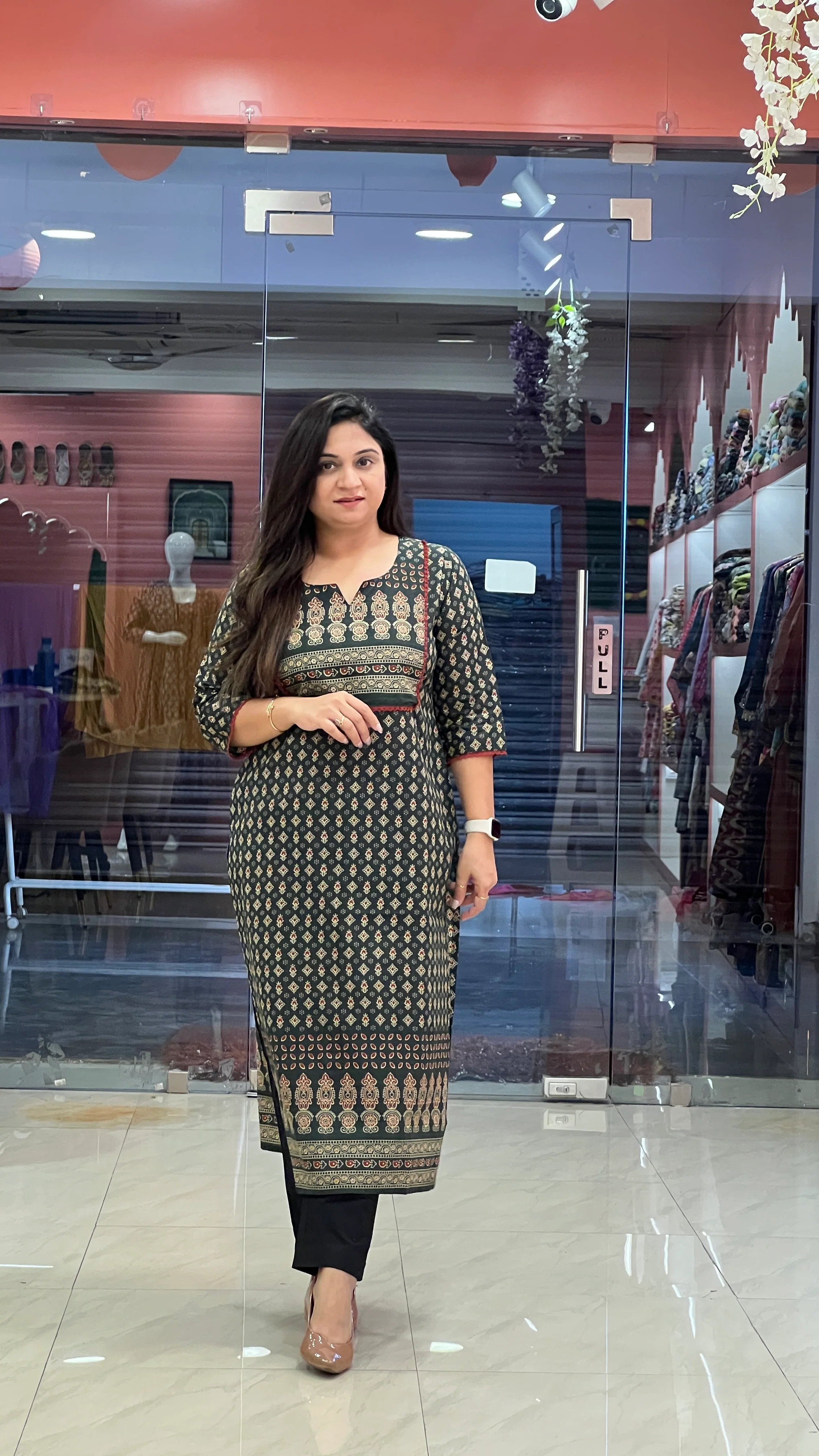 Cotton Ajrakh Casual Straight Kurta - Image 12
