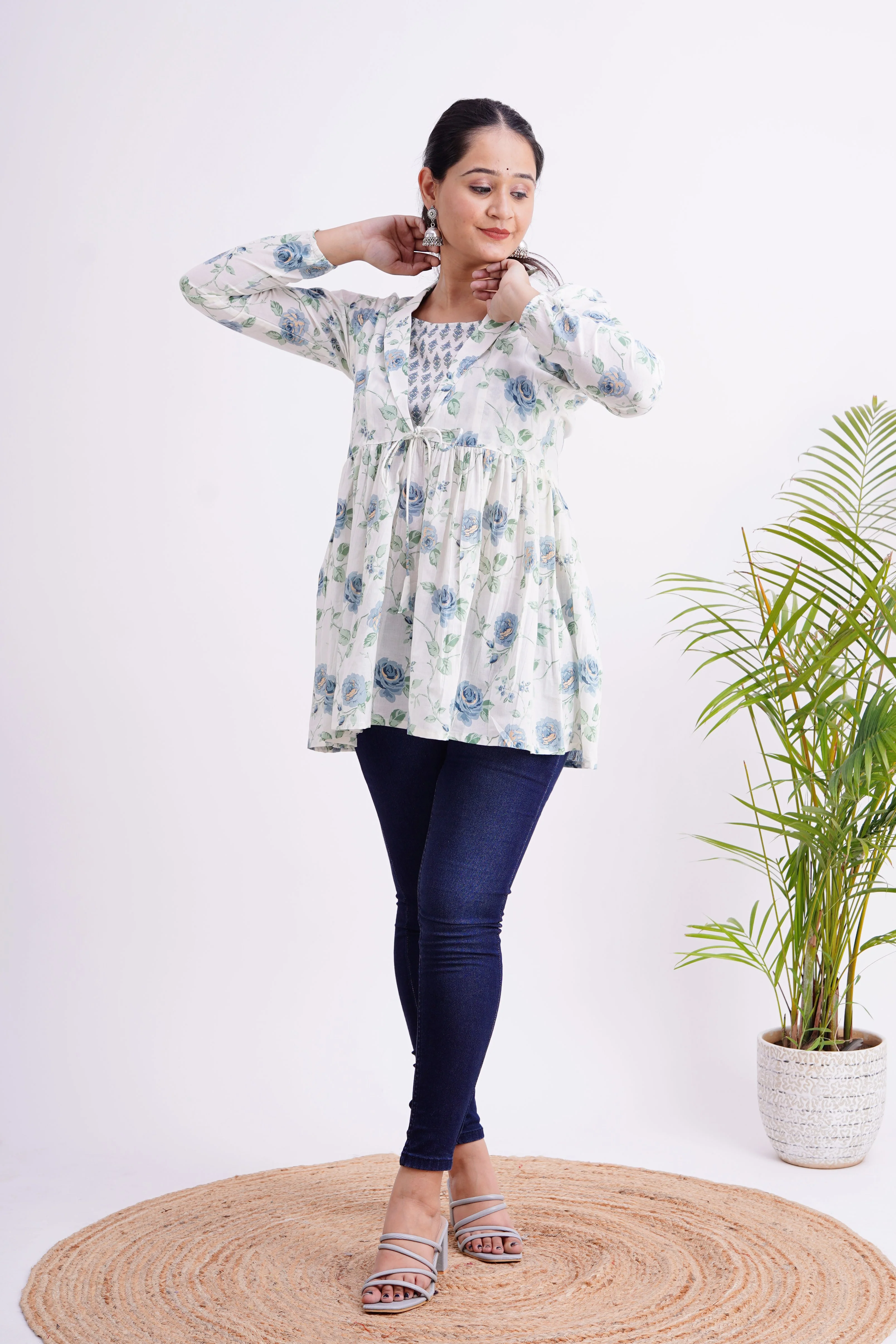 Cotton Double Layer Casual Short Top - Image 2