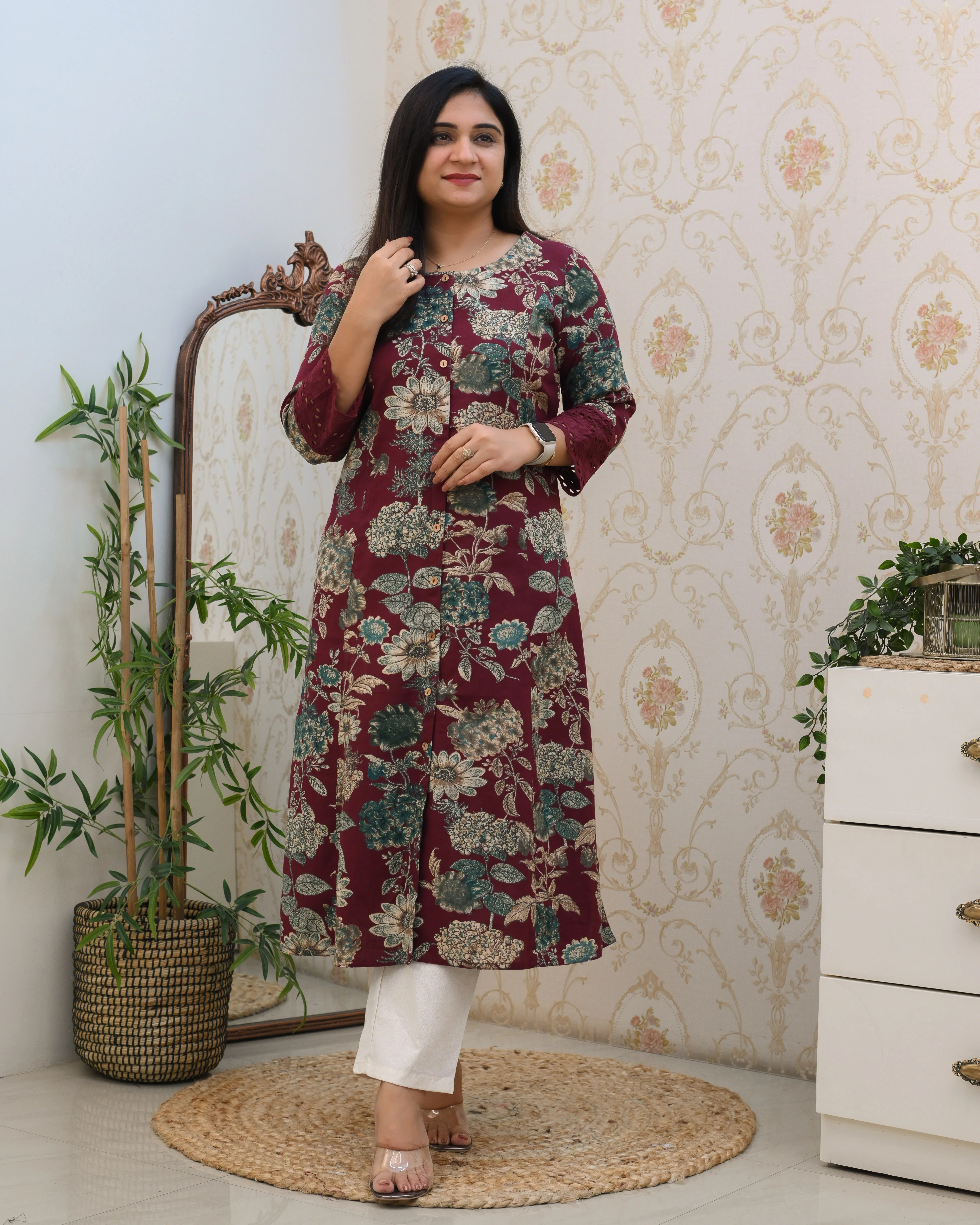 Cotton Floral Casual kurta with pocket - Image 20