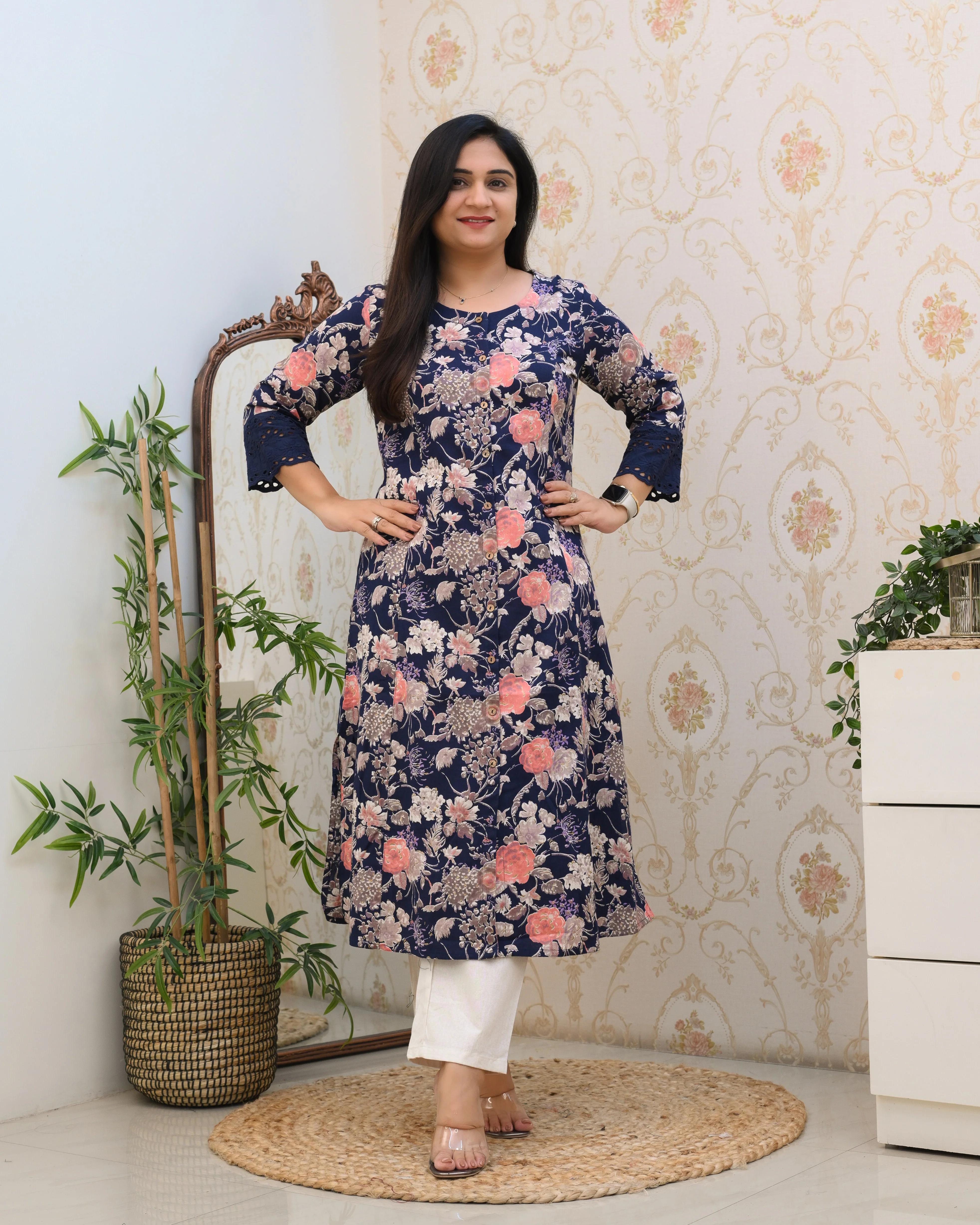 Cotton Floral Casual kurta with pocket - Image 6