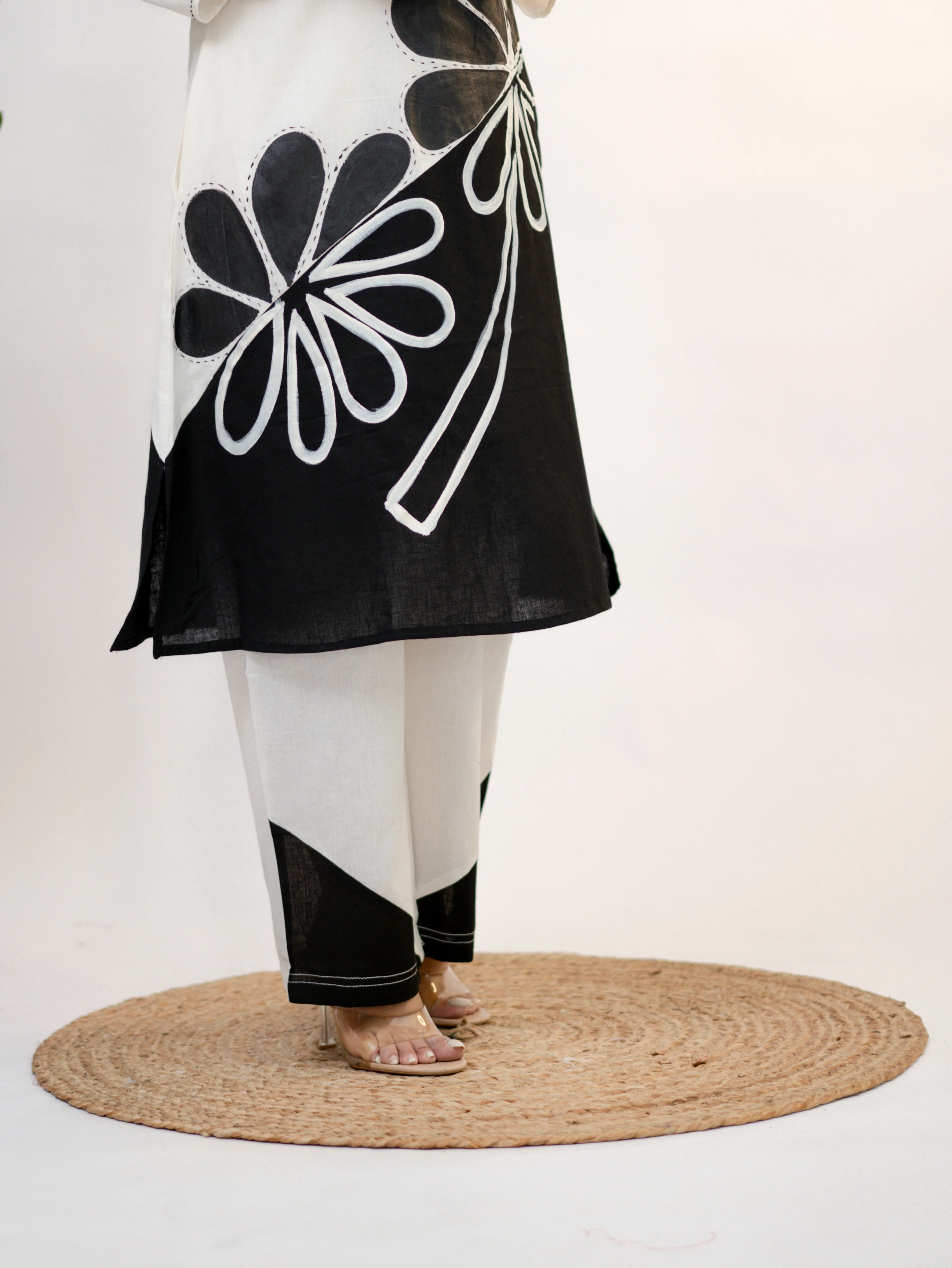 Rooby Cotton Hand Painted Floral A-line Coord Set - Image 12