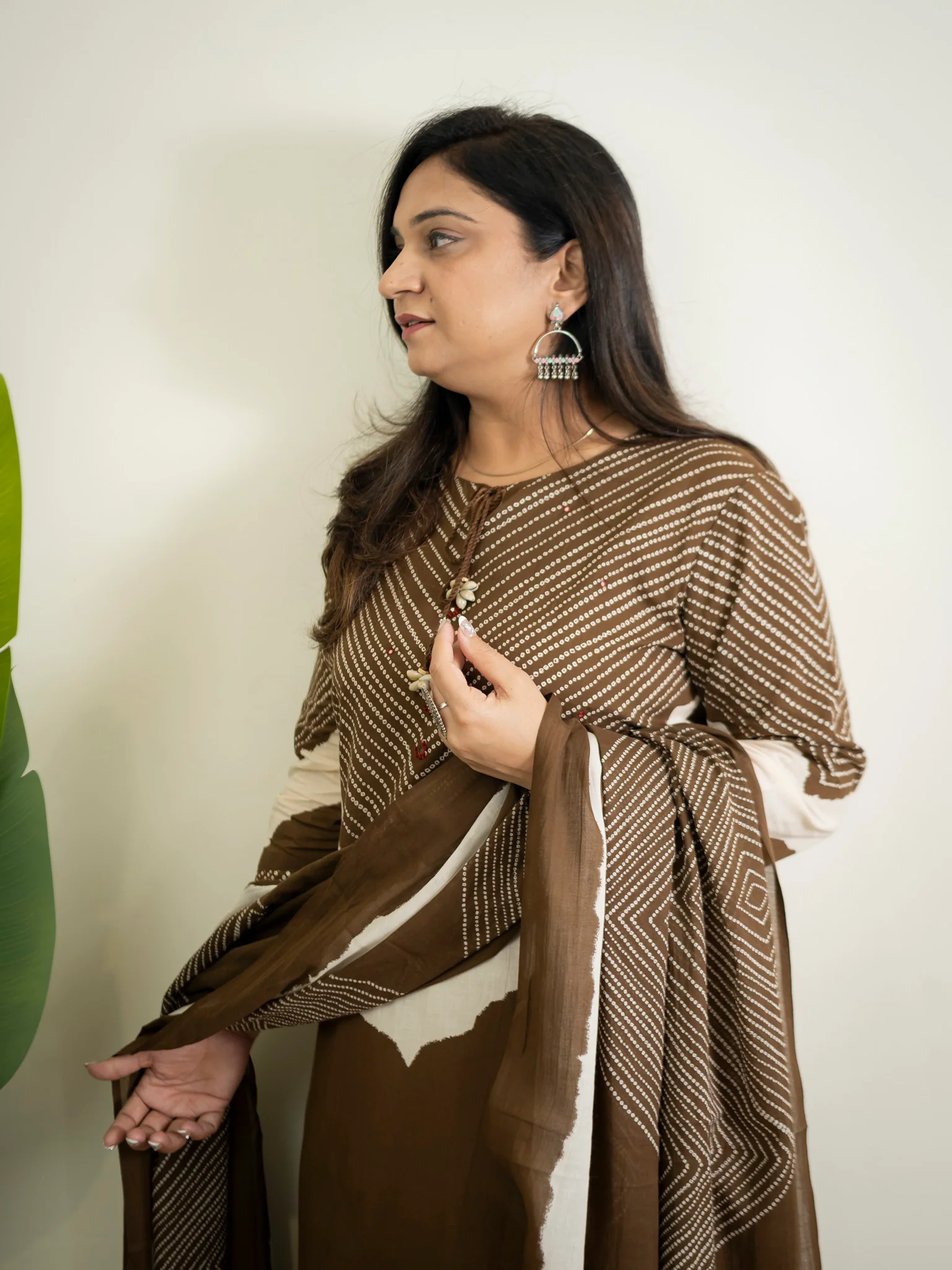 Huma Brown Cotton Tie and Dye Straight Dupatta Set - Image 8