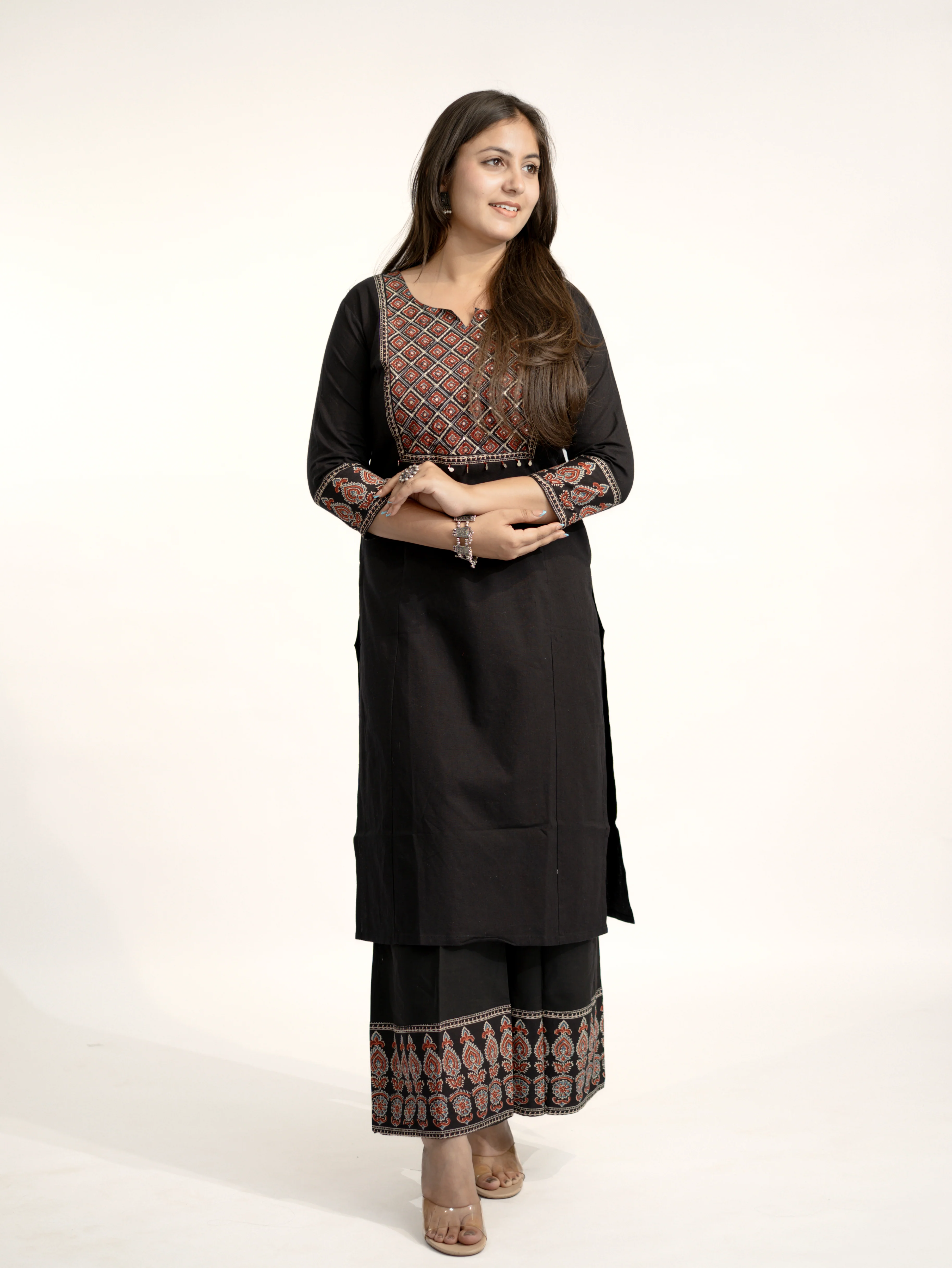 Damini Ajrakh Embroidered Cotton Coord Set