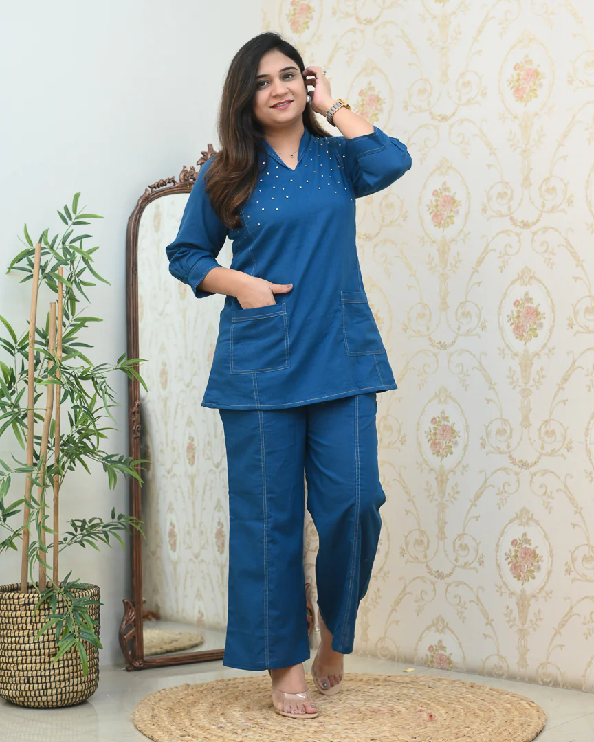 Denim Cotton Trendy Coord Set - Image 12