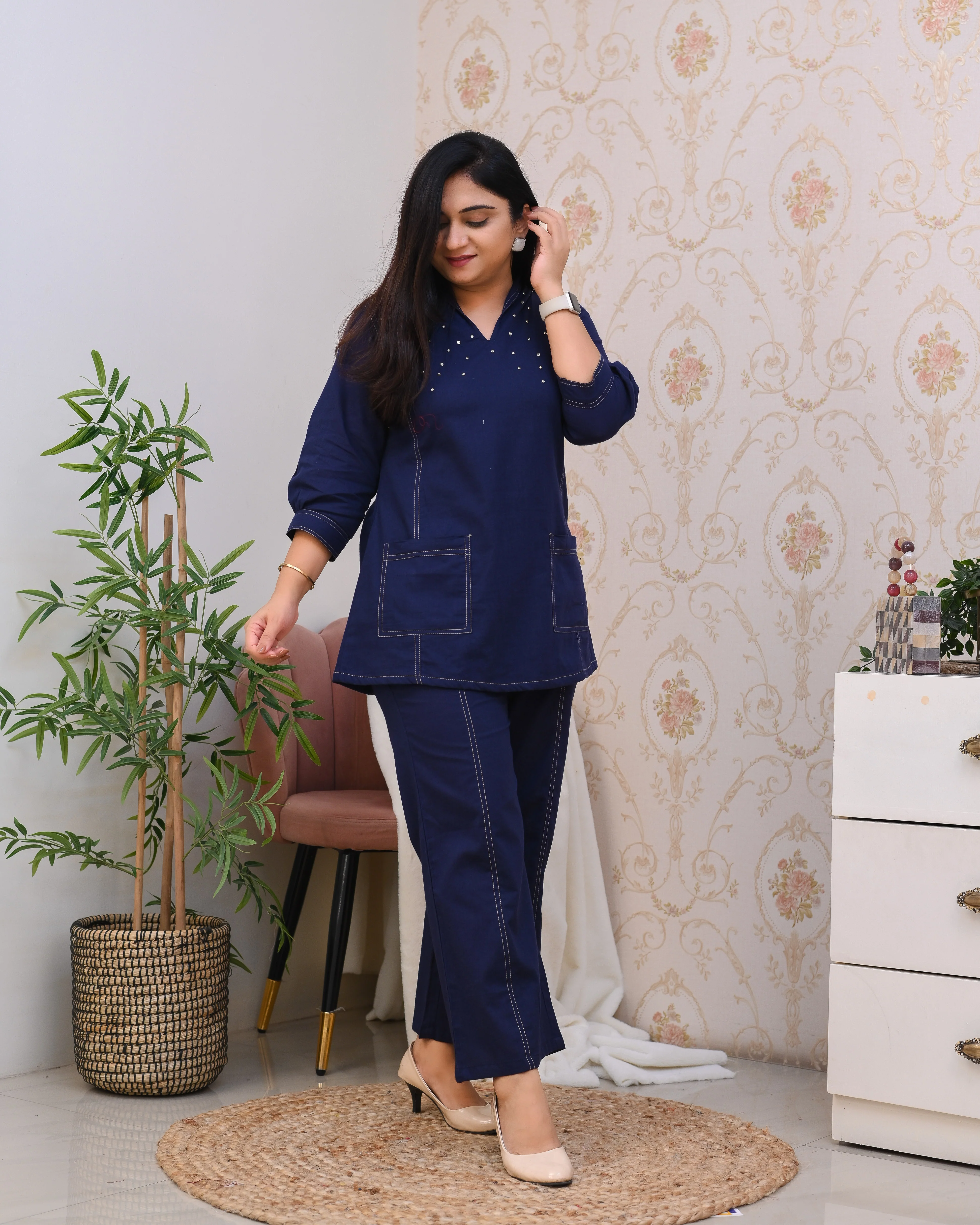 Denim Cotton Trendy Coord Set - Image 5