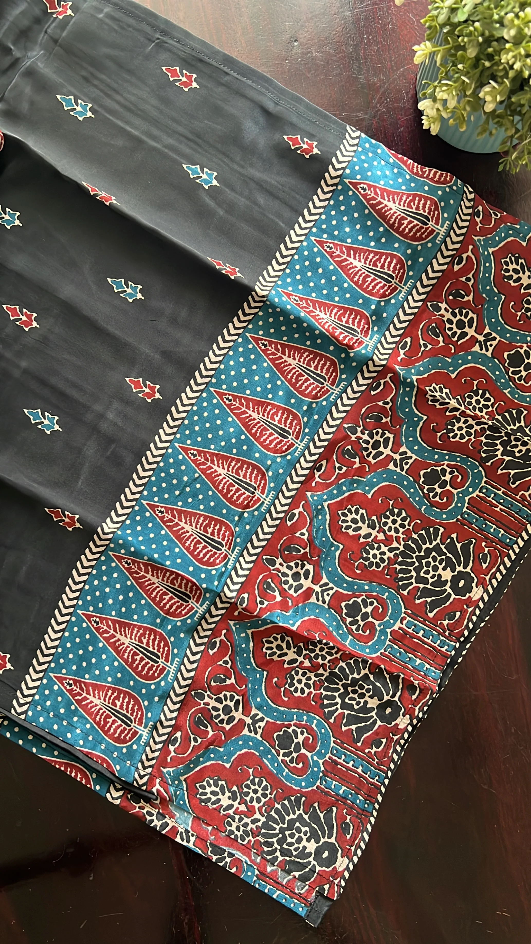 Dhara Ajrakh Crepe HandDetailed Pant Set - Image 7