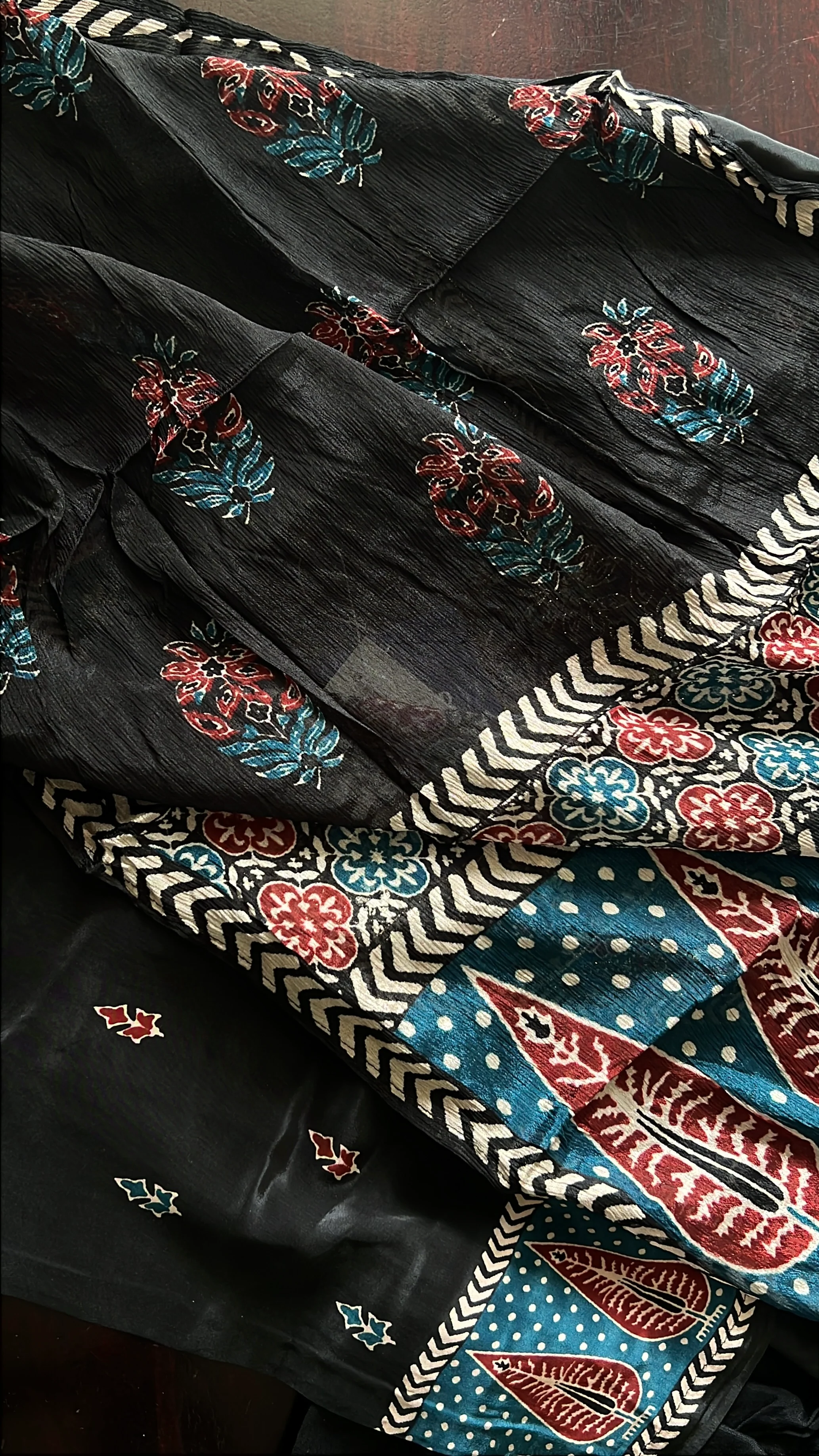 Dhara Ajrakh Crepe HandDetailed Pant Set - Image 8