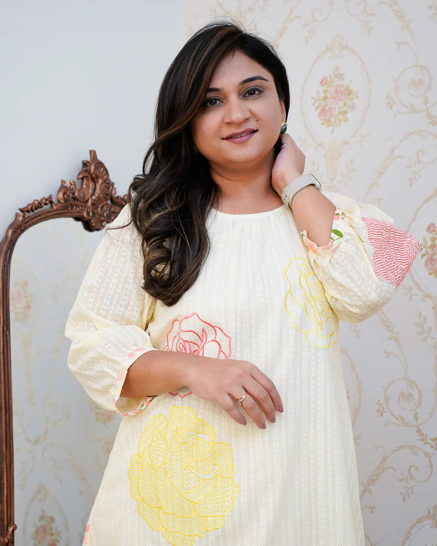 Dobby Cotton A-line Embroidered Coord set - Image 7