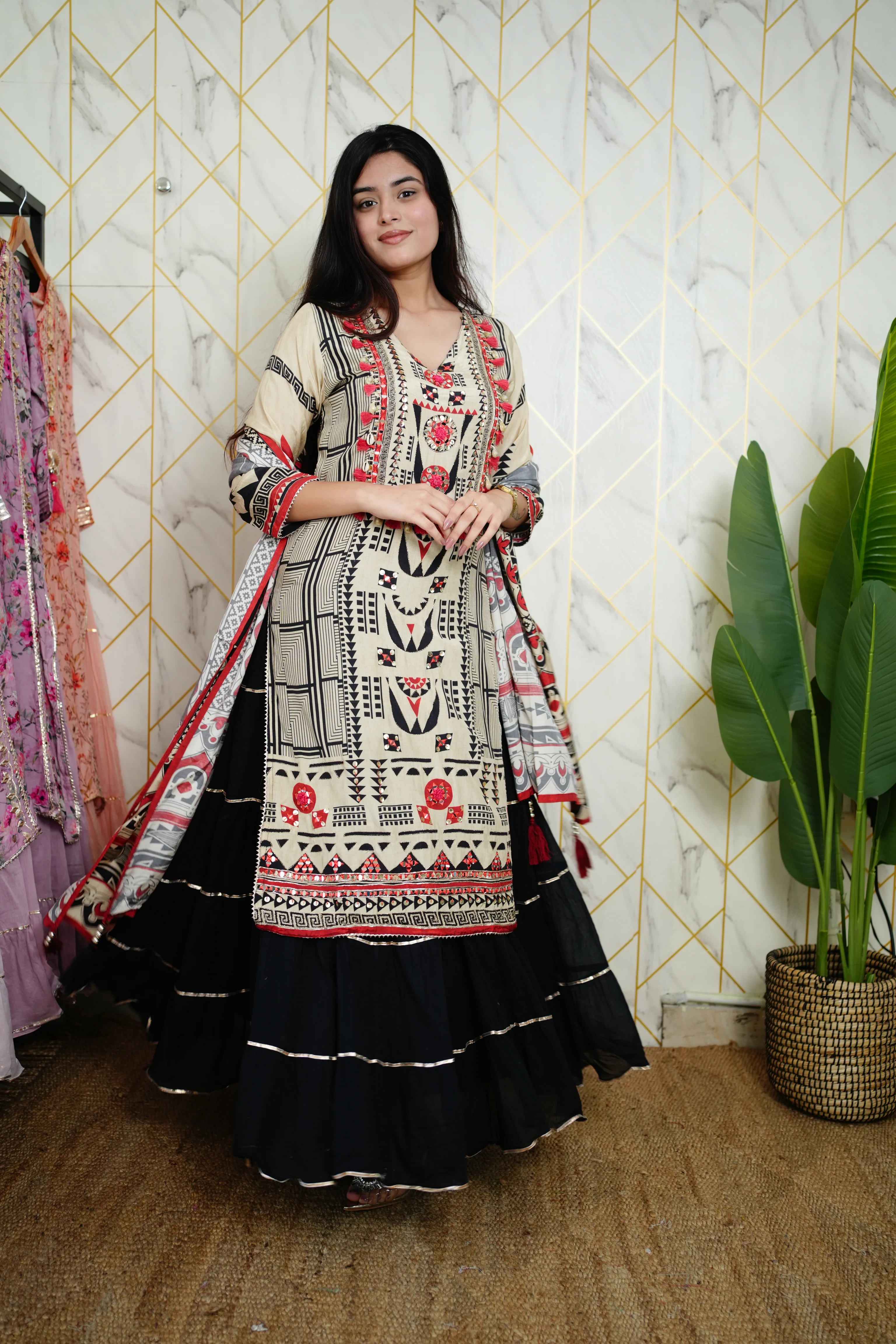 Faiza Printed Indian One Piece Dupatta Set